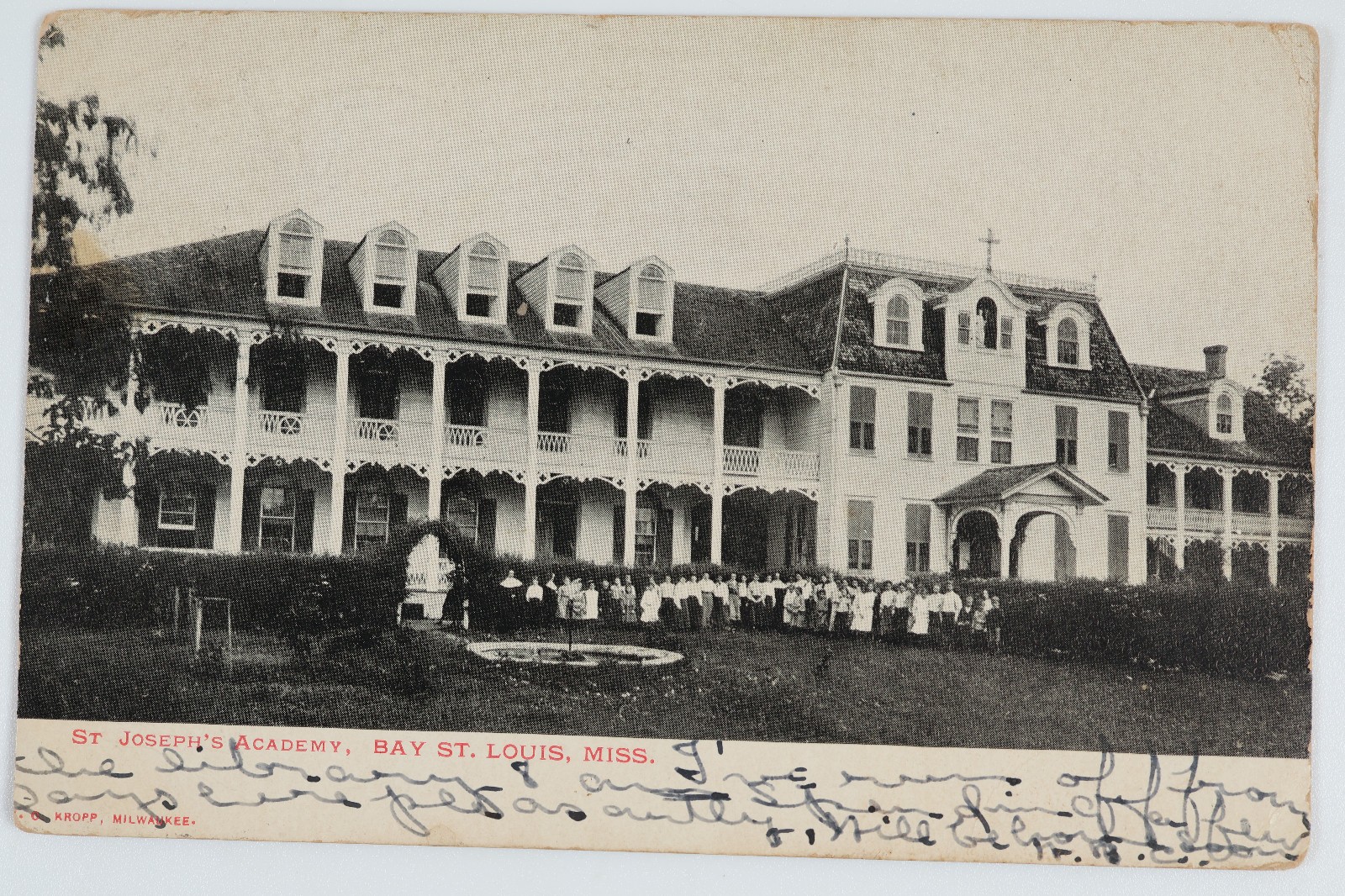 Vintage 1907 Postcard St Josephs Academy Bay St Louis Mississippi Convent Fire
