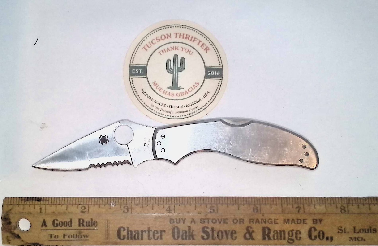Spyderco 8CR13MoV Silver Combo Blade original edge