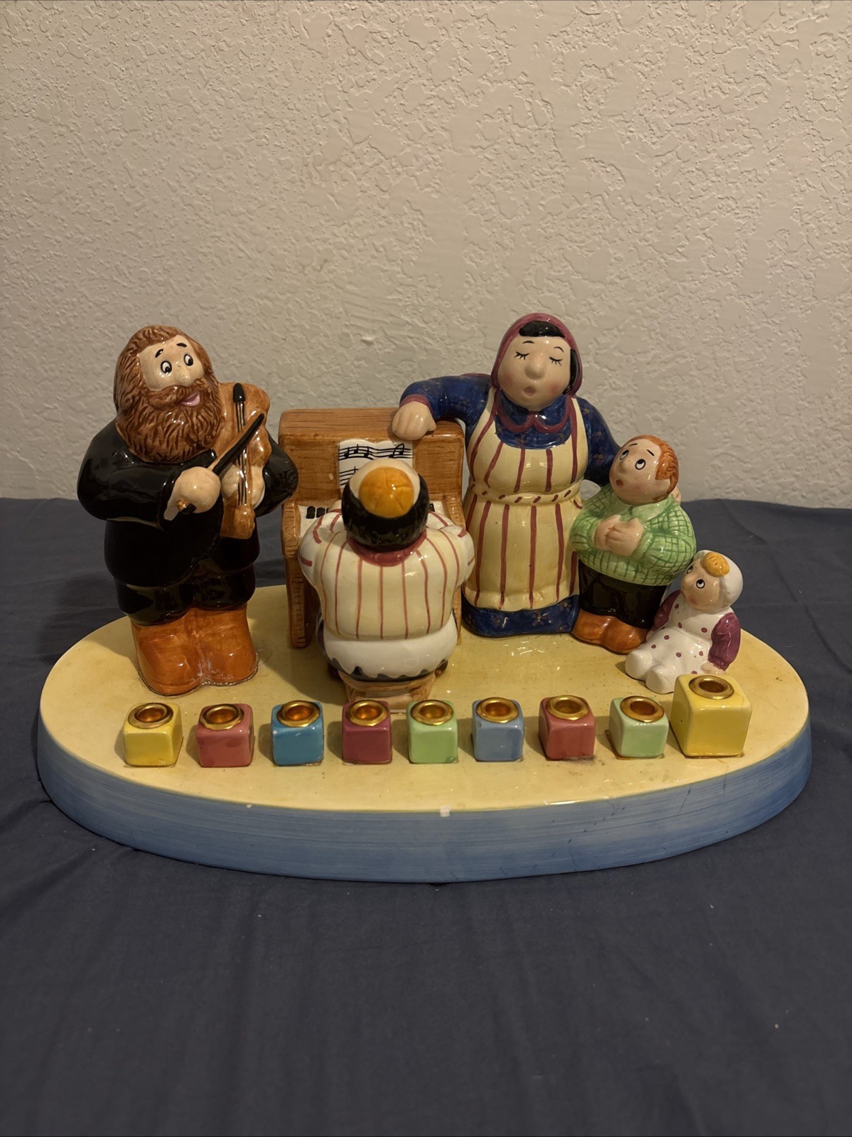 Vintage Handcraft Ceramic Klezmer/Musical Family Hanukkah Menorah (Lotus) Vintage Handcraft Ceramic Klezmer/Musical Family Hanukkah Menorah (Lotus)