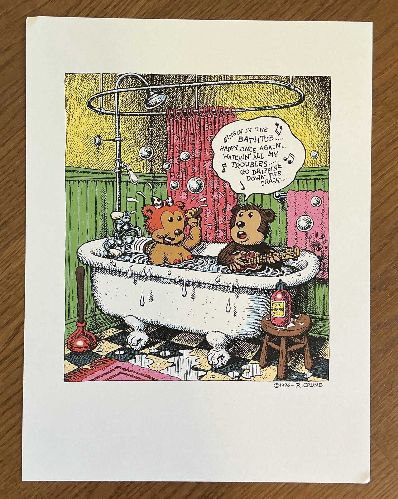 —Robert CRUMB— BEAUTIFUL Color Print: “Bears”  (~16”x12”)  **HTF French Import**