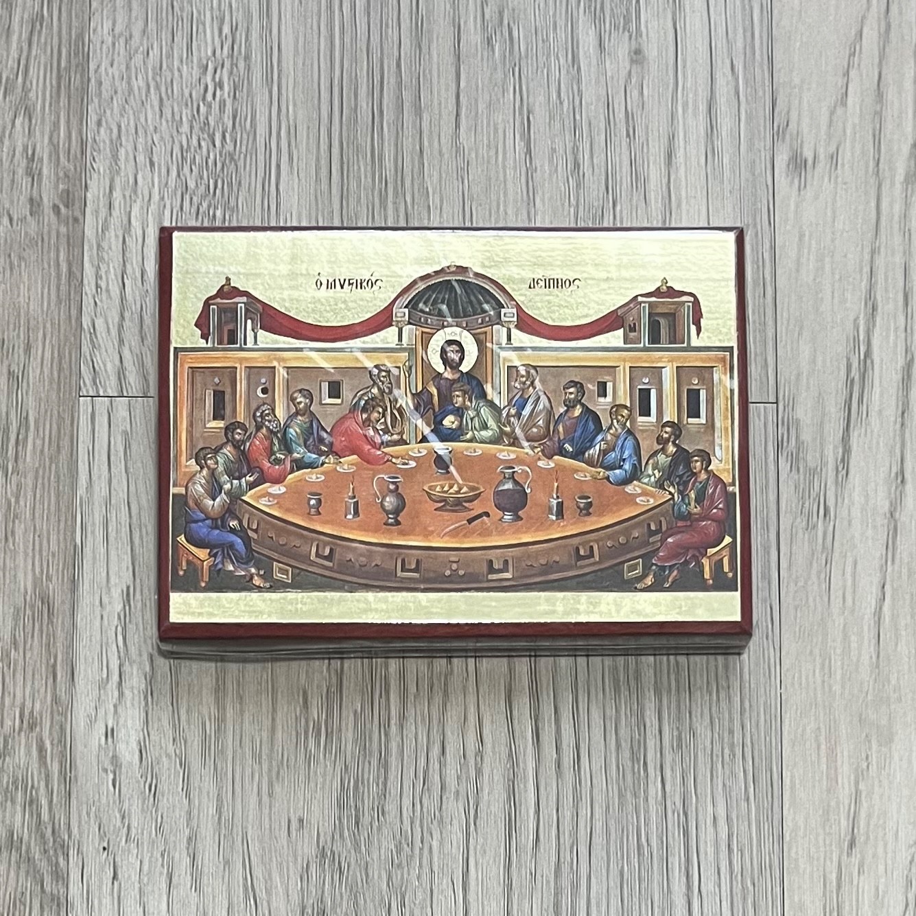 Last Supper Icon Greek Orthodox Byzantine Catholic Made in Greece Gilded