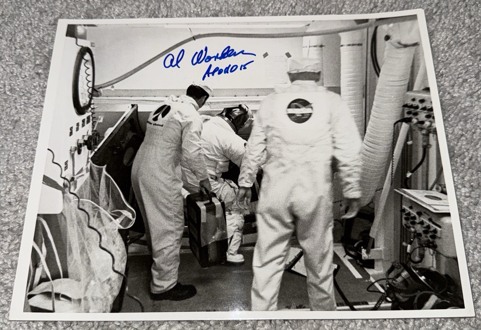 Al Worden hand signed Apollo 15 suit up NASA 8x10 vintage glossy