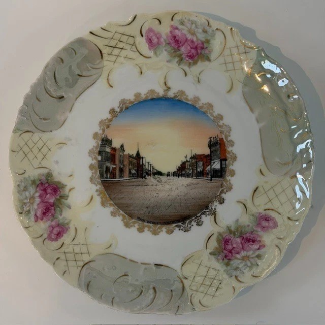 Early 1900s Souvenir China Plate Main Street Montrose Colorado Wheelock RARE