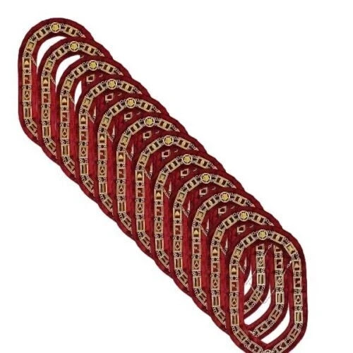 Masonic Blue Lodge Officer Chain Collars Set of 12 with Jewels Maroon Back