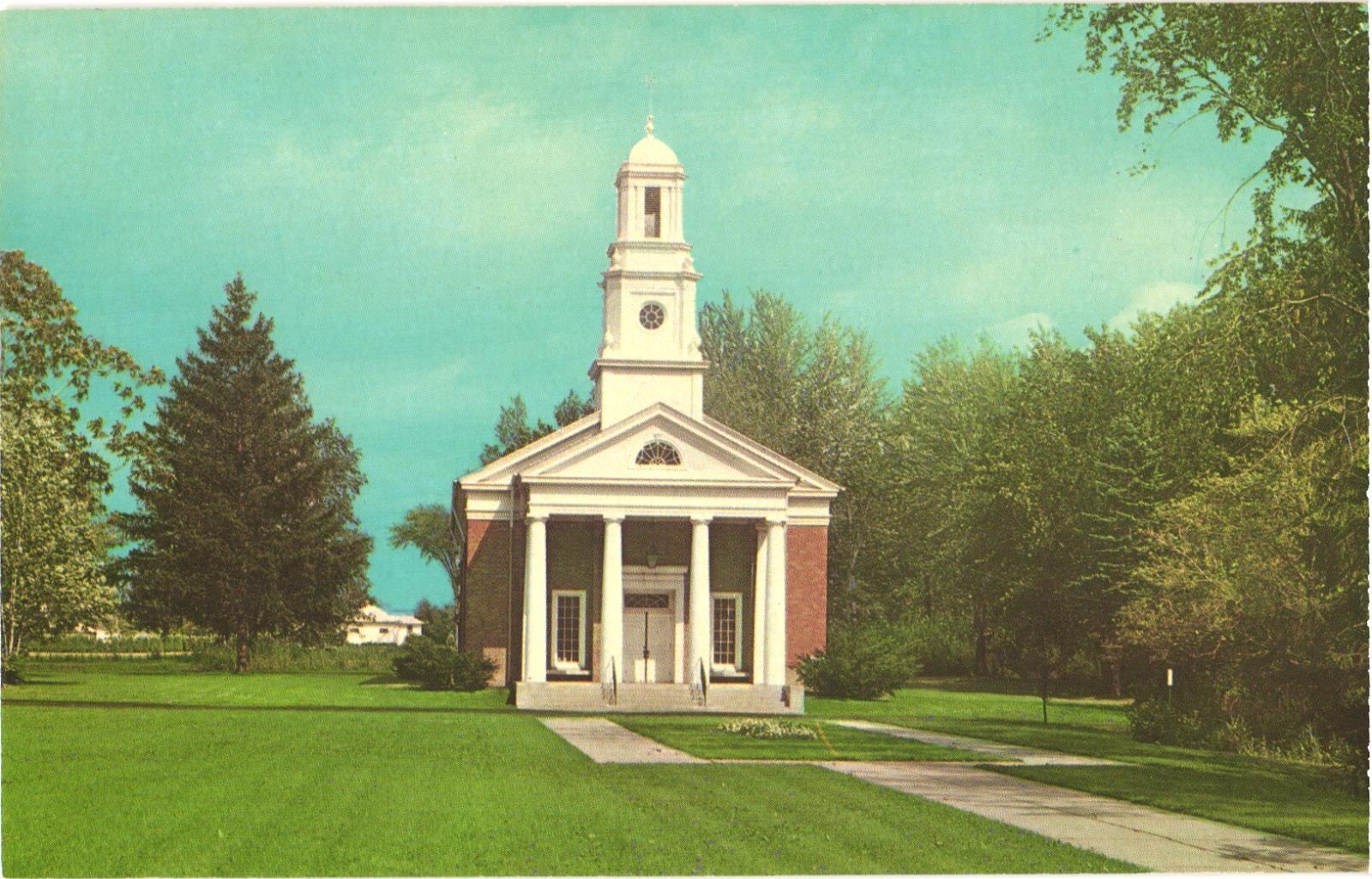 Fredonia NY First Presbyterian Church Postcard 1956 Curteichcolor Unused