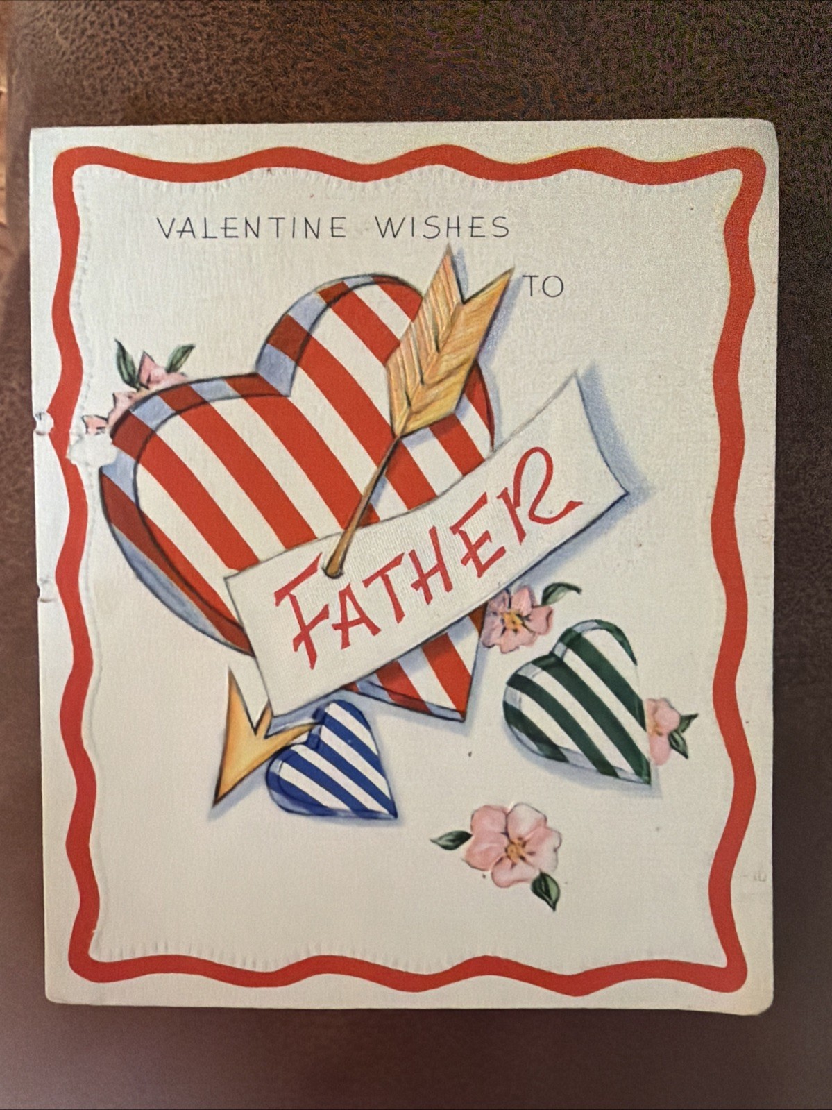 c1950’s Valentines Day Wishes To Father Vintage Greeting Card