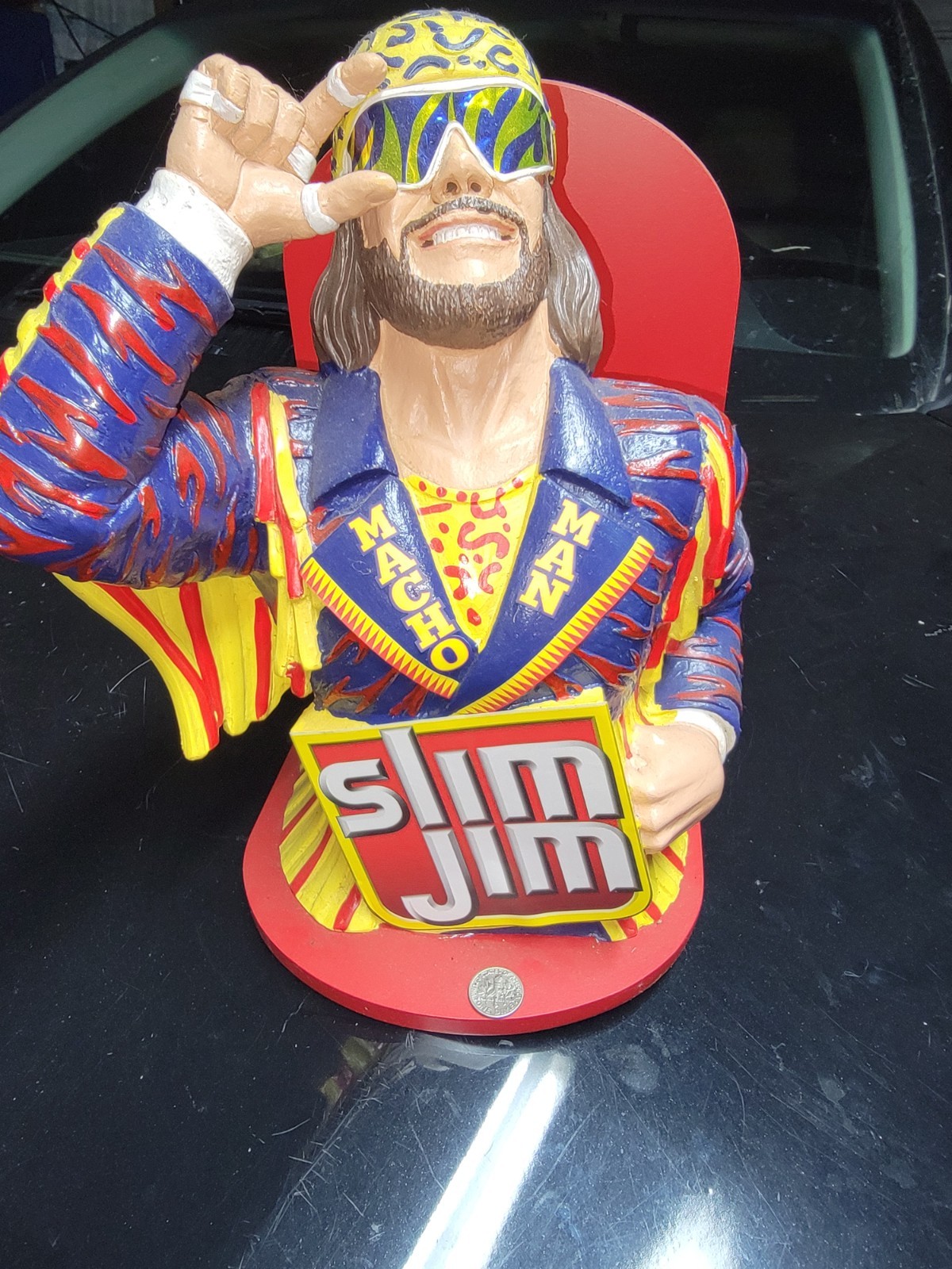 Slim Jim Macho Man Randy Savage Collectible Store Display Figure Red Base