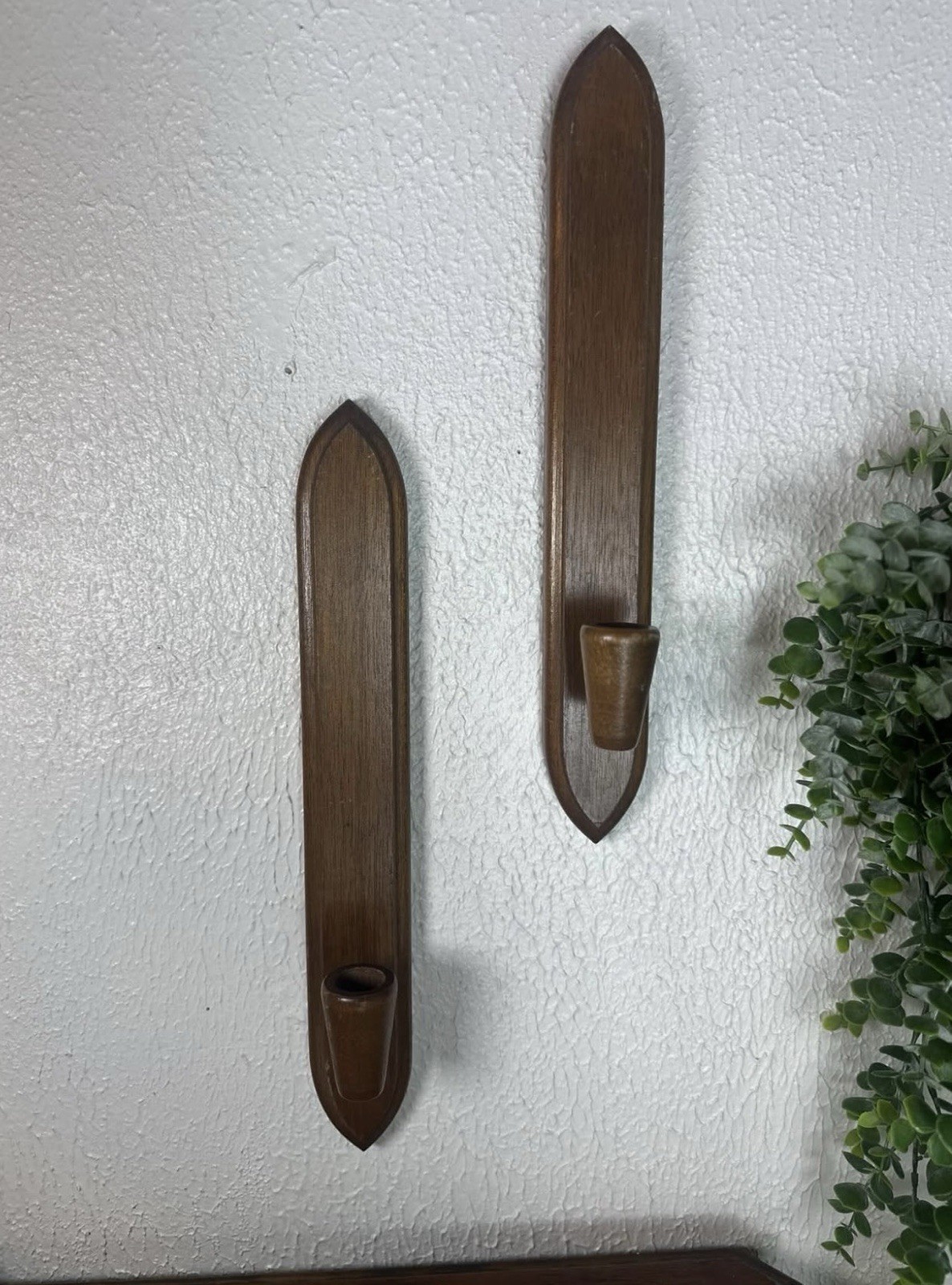 Pair of Wooden Hoda Sconce Mid Century Modern Vintage Wall Hanging Decor