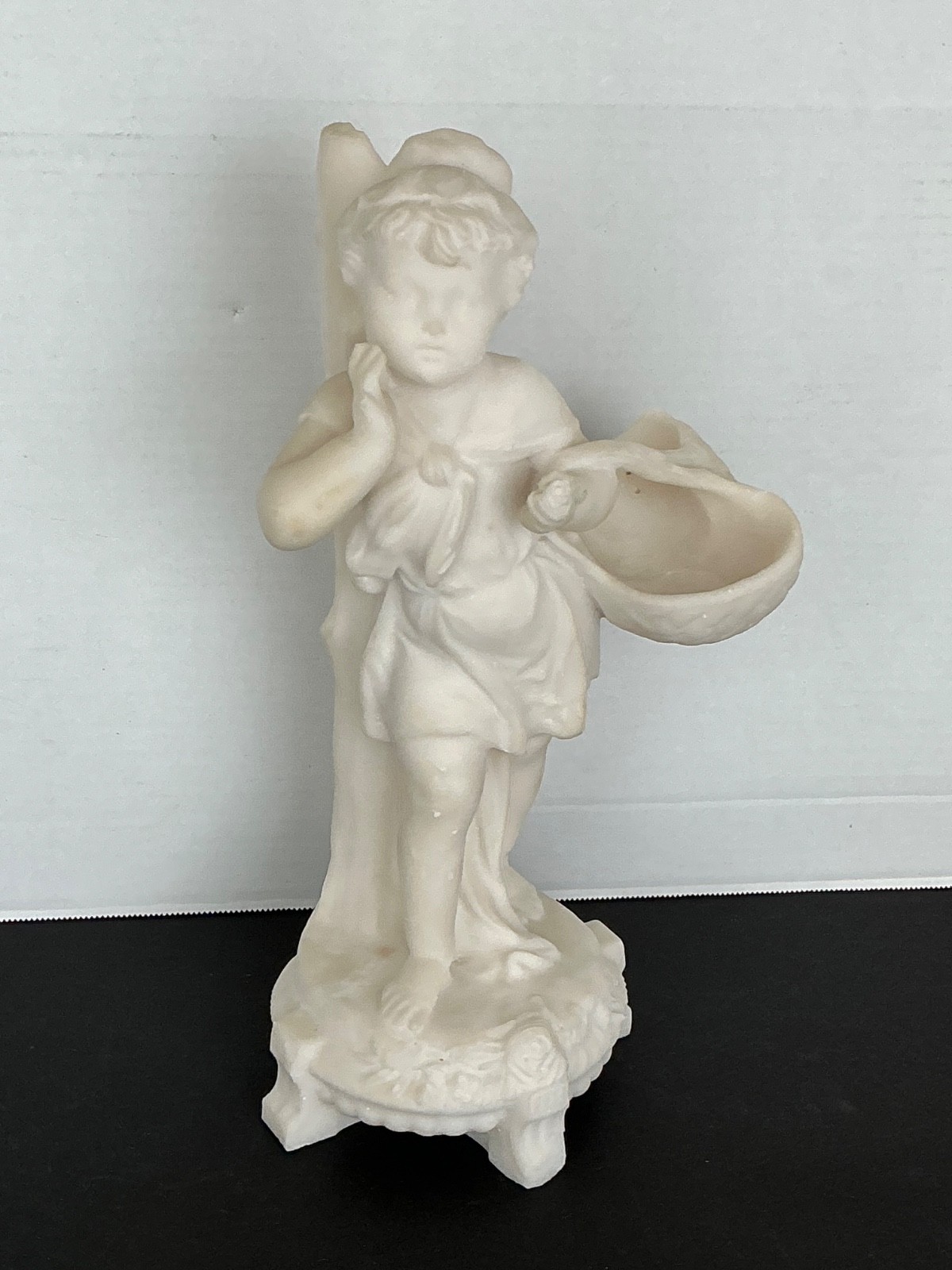 VTG 1923 Early 20th Century Chalkware Porcelain Cherub Statue 13” x 6” Signed VTG 1923 Early 20th Century Chalkware Porcelain Cherub Statue 13” x 6” Signed