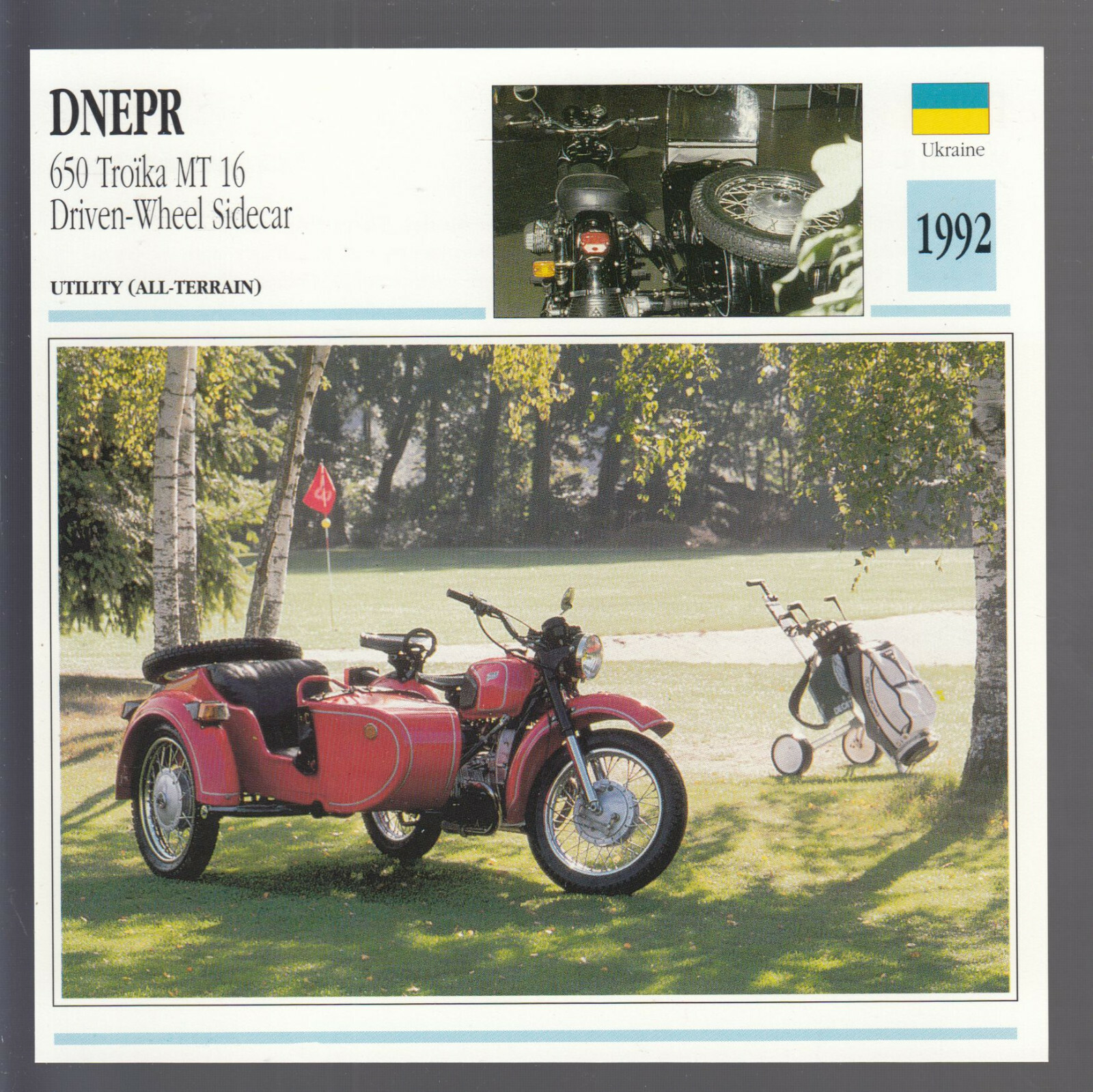 1992 Dnepr 650 Troika MT 16 Driven-Wheel Sidecar Ukraine Motorcycle Photo Card