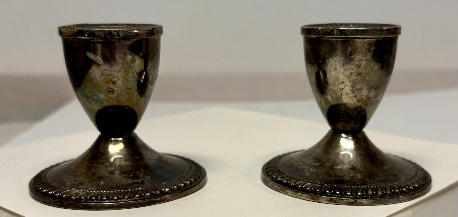 VTG PAIR OF TOWLE STERLING SILVER WEIGHTED CANDLESTICK HOLDERS