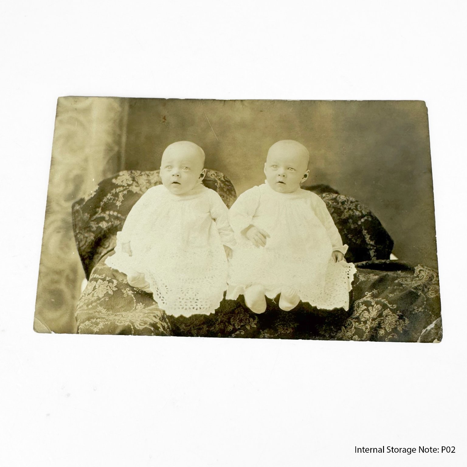 Chicago Real Photo Postcard RPPC Two Babies Twins Portrait Antique c1910s
