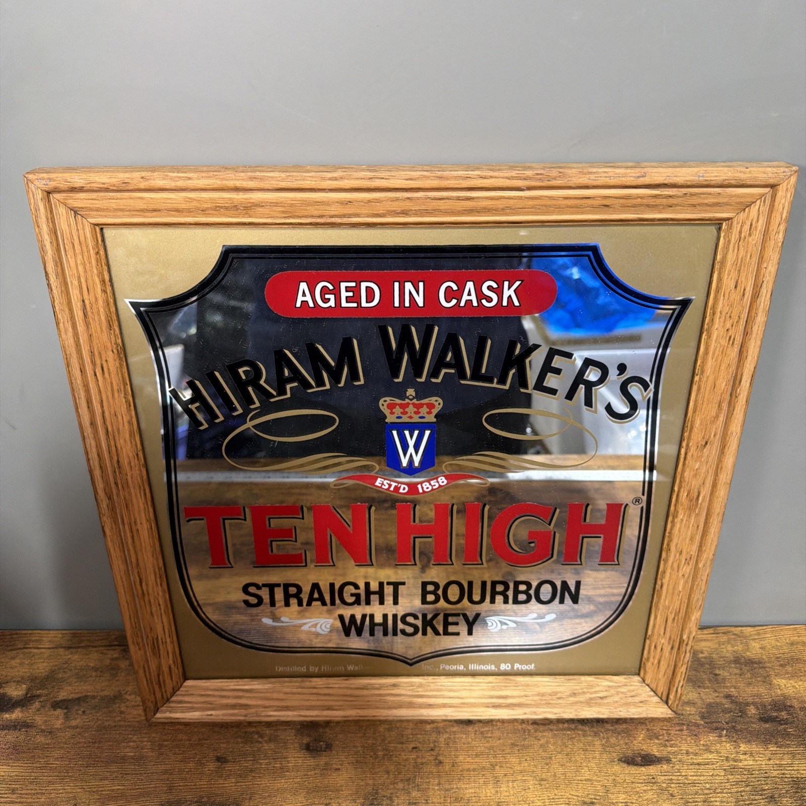Vintage Hiram Walkers Ten High Straight Bourbon Whiskey Aged in Cask Mirror