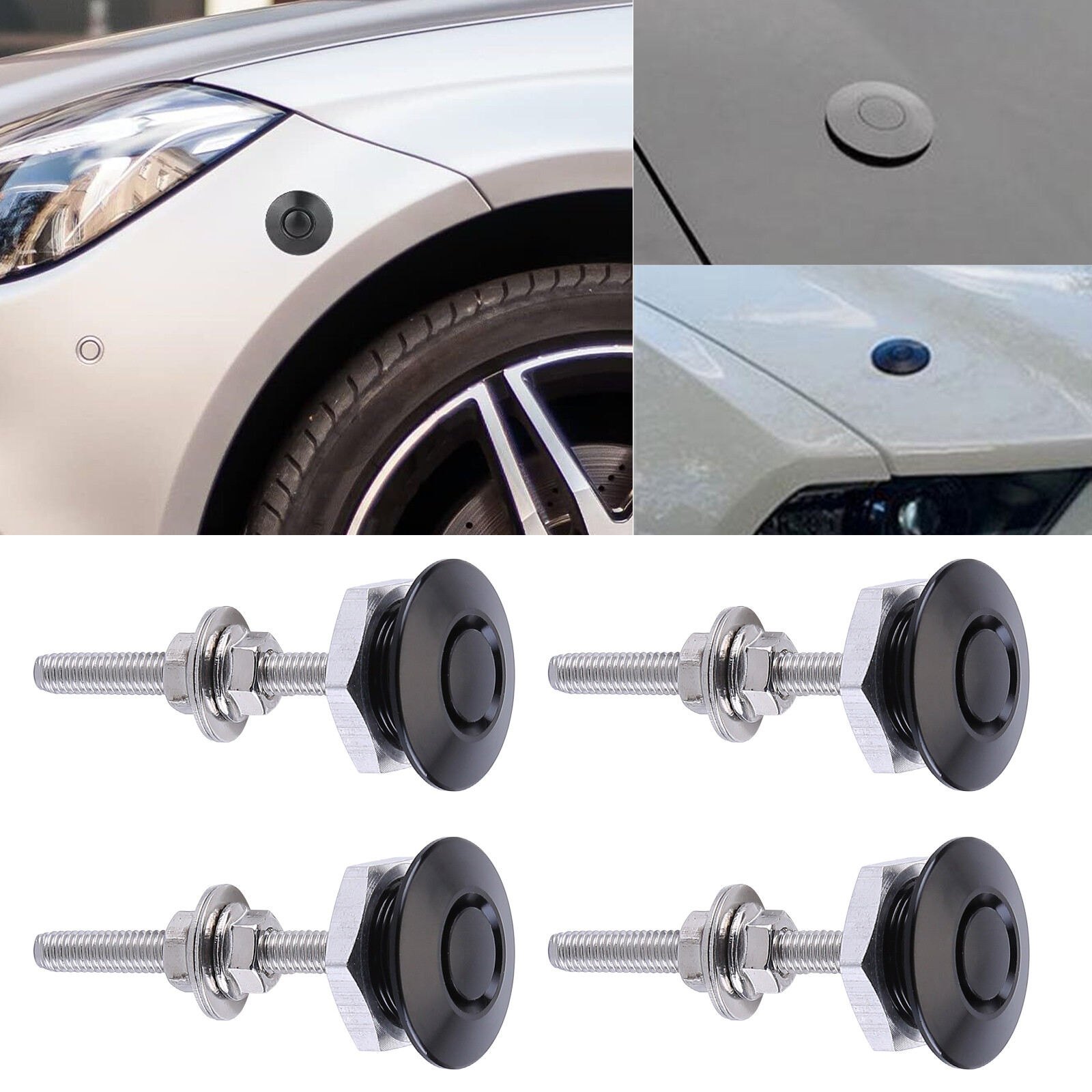 4pcs Universal Hood Pin Bonnet Lock Quick Release Push Button Bumper Clip Latche