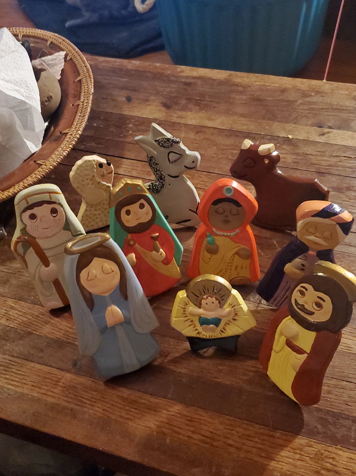 Vintage Ganz Nativity Set. 10 Pieces.