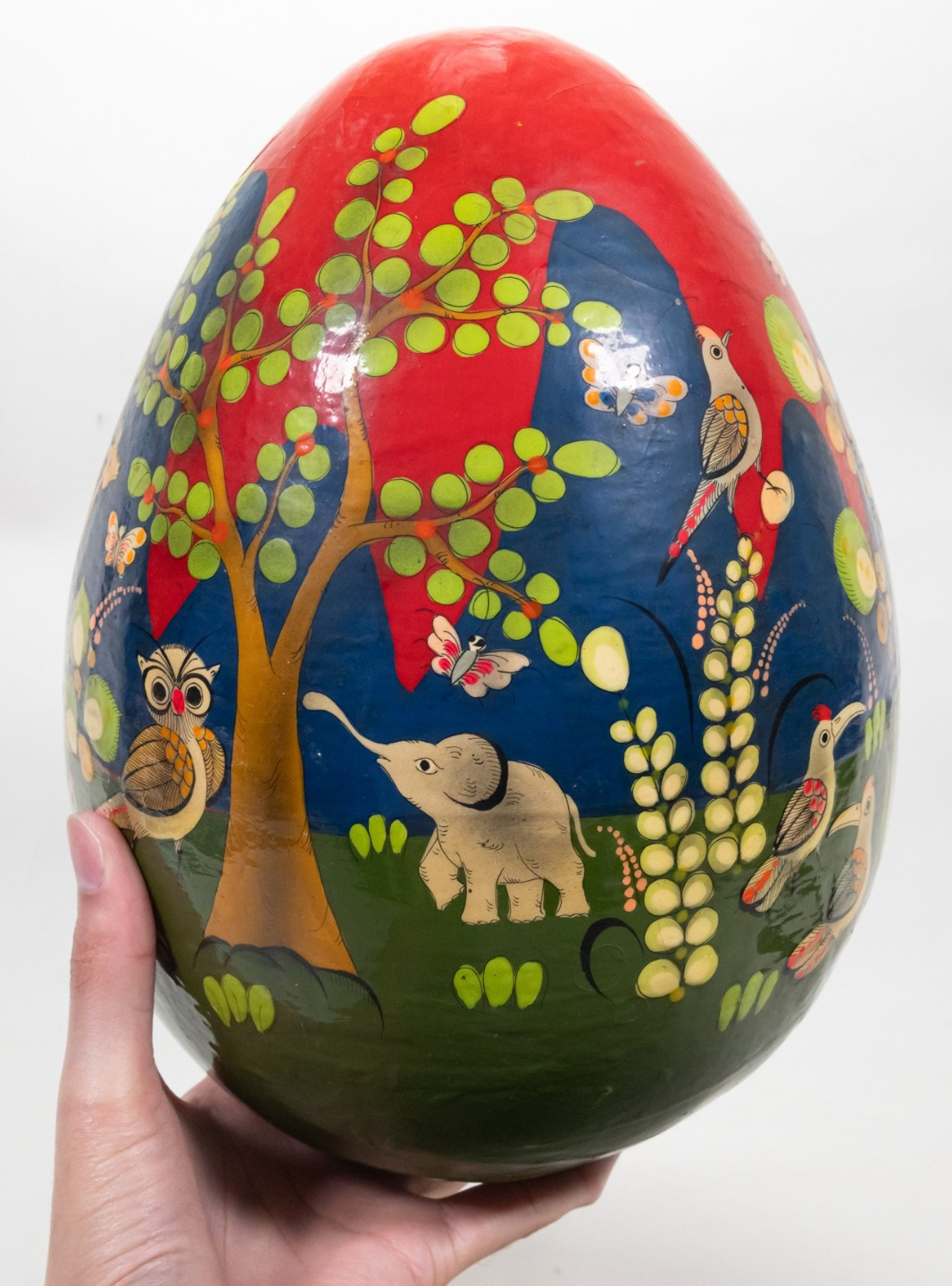 Vintage Mateos Signed Tonala Mexican Large Paper-Mache Folk Art Egg