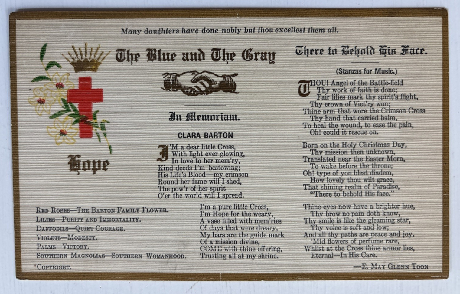 1913 The Blue and The Gray Clara Barton Postcard