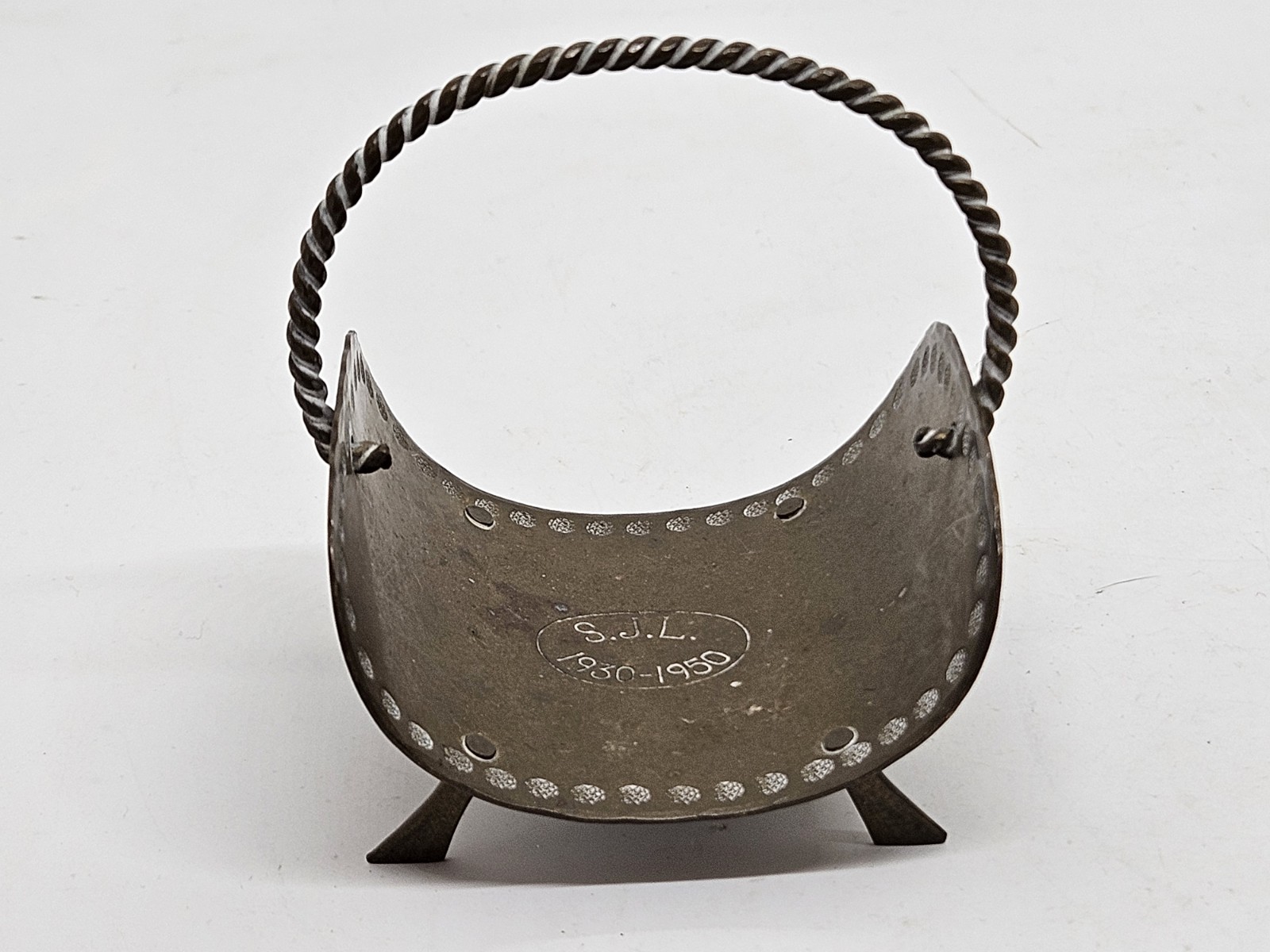 Antique MCM Mini Decorative Engraved Brass Basket 