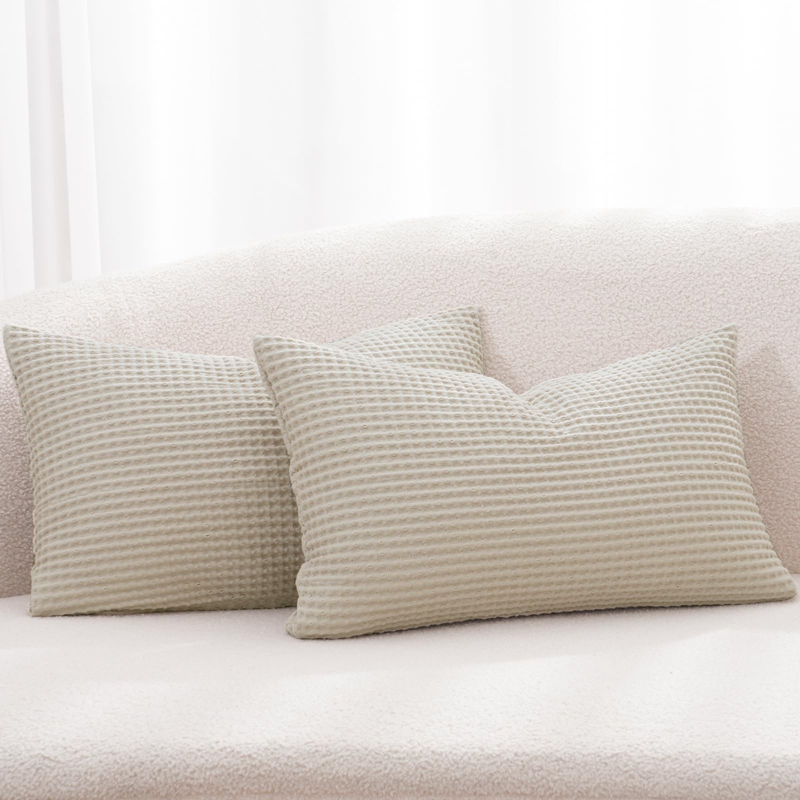 PHF 100% Cotton Waffle Weave Lumbar Pillow Cover 20\