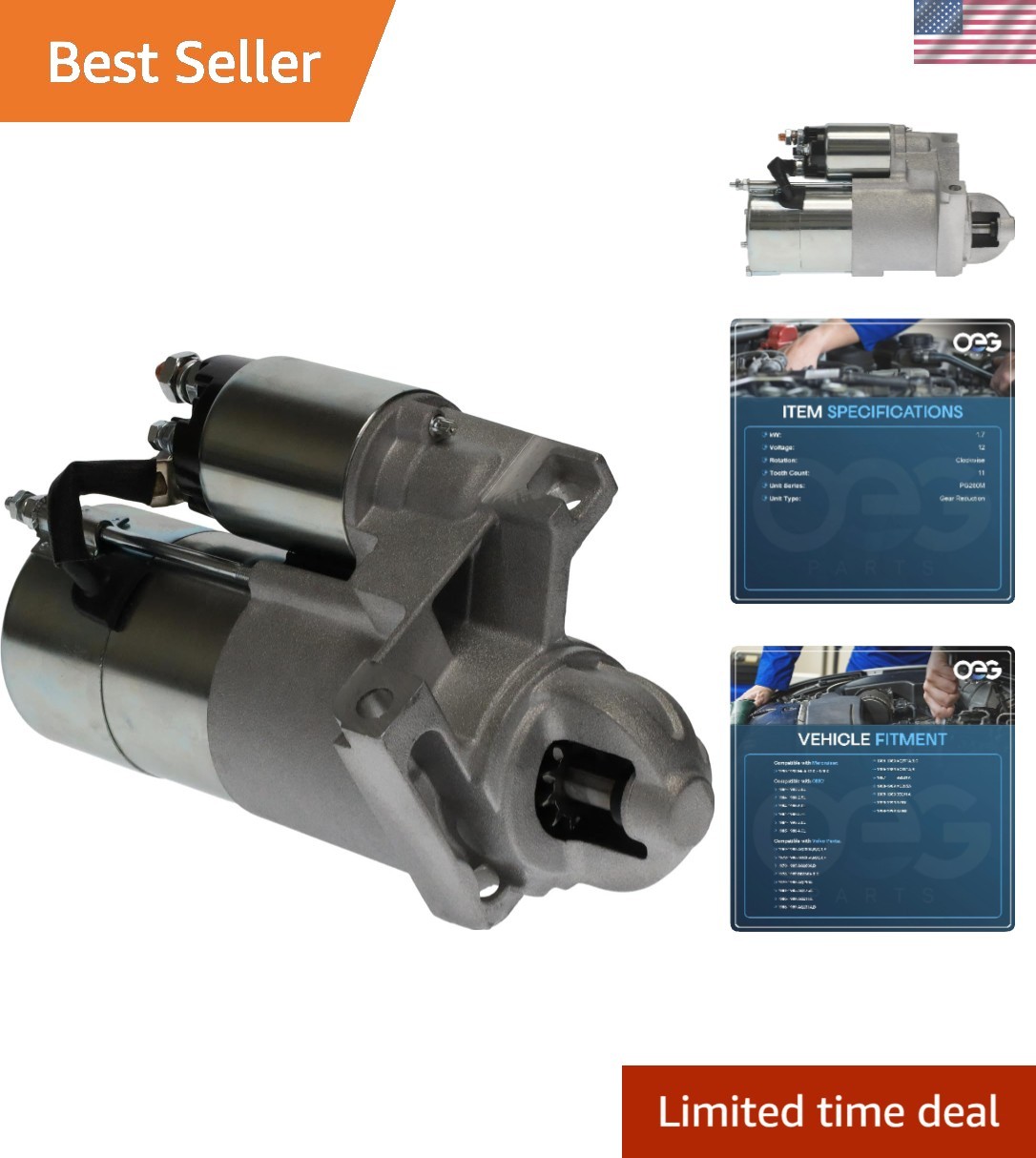OEG Parts New Starter SAEJ1171 PG260M Compatible with Mercruiser 3.0 1990-199...