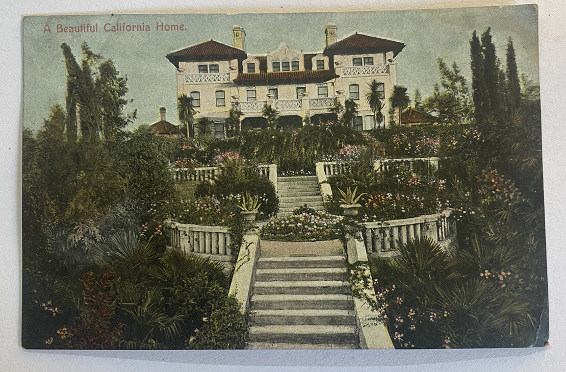 Vintage Postcard c1910 ~ View of A Beautiful California Home ~ CA