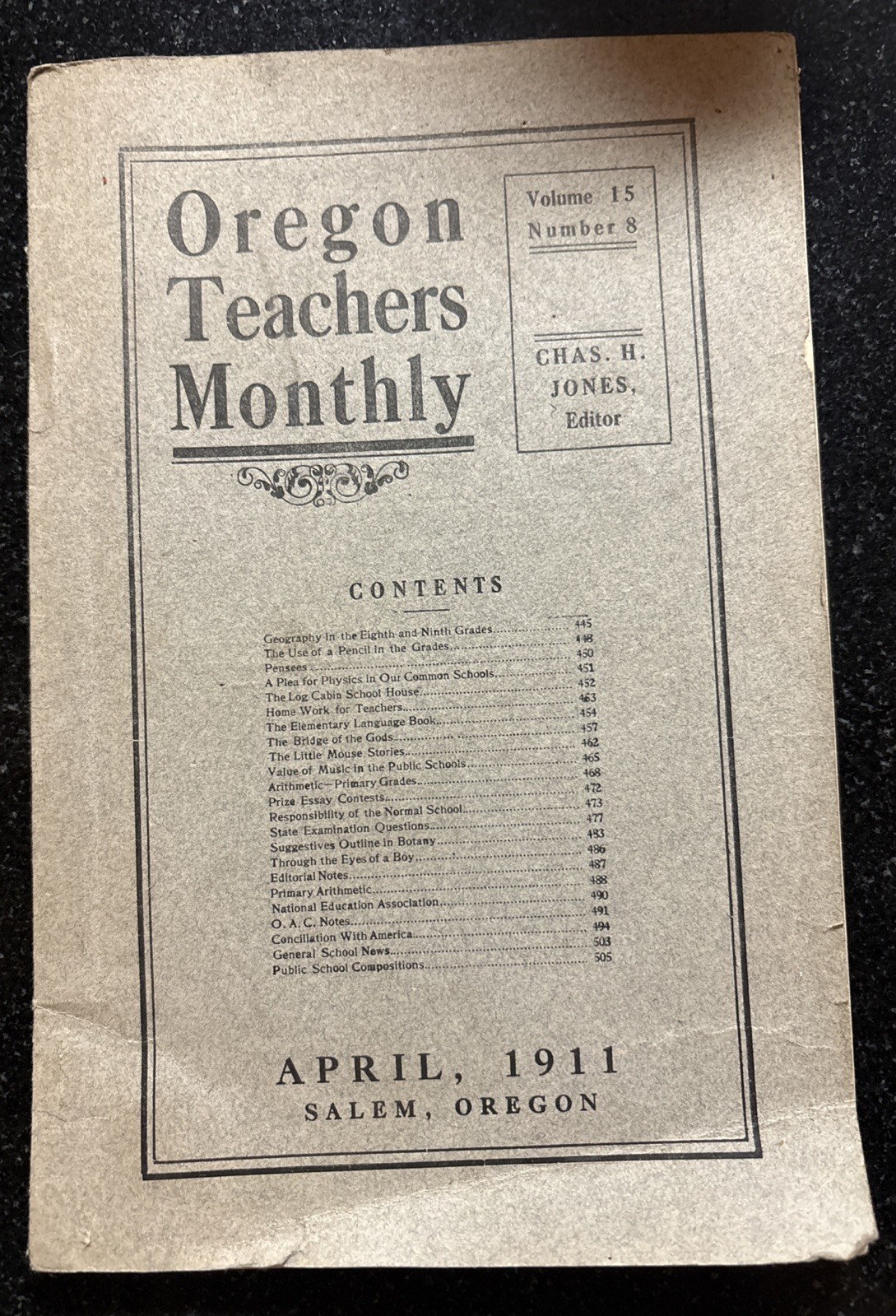 1911 Antique Oregon Teachers Monthly Number 8 Salem OR Pamphlet Book