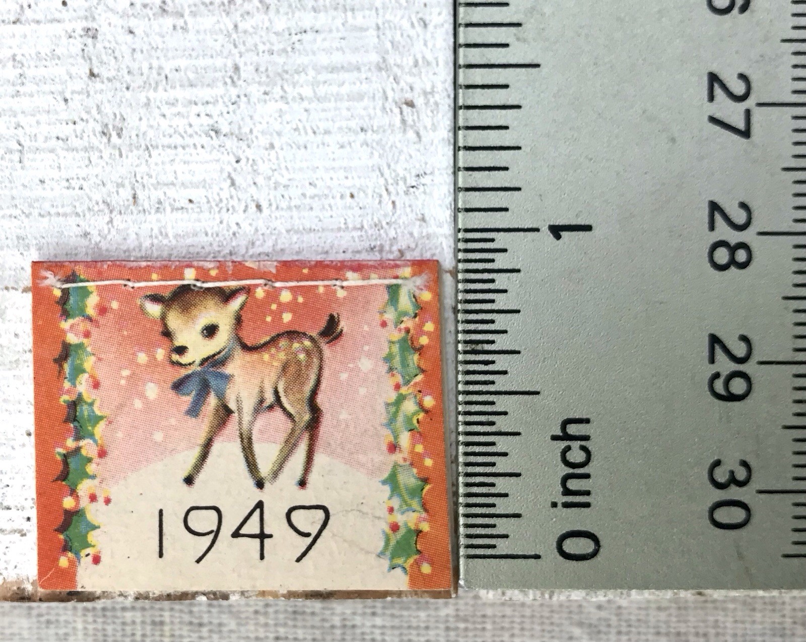 Antq Rare 1909 Miniature Calendar 1” Kitschy Deer  Christmas Holiday Scene VTG