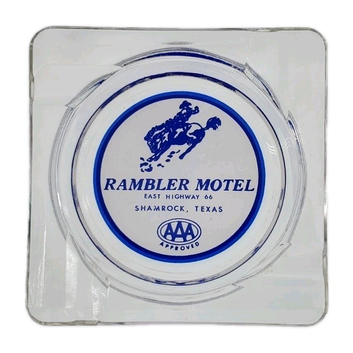 Vintage Ashtray / Rambler Motel / East Highway 66 Shamrock Texas TX