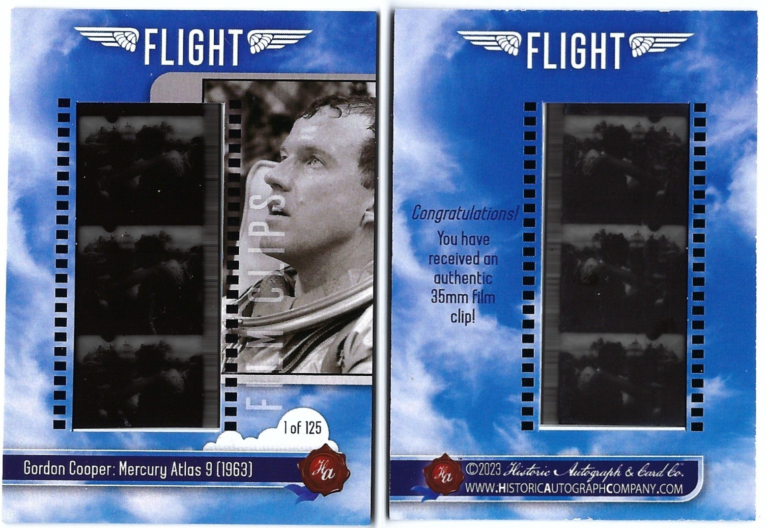 2023 HISTORIC AUTOGRAPHS FLIGHT GORDON COOPER MERCURY ATLAS FILM CLIP 1 OF 125