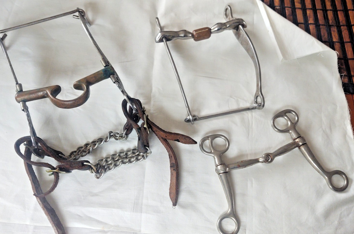 Antique Signed Kelly Western High Port Curb Bit Double Chain Plus 2 Others