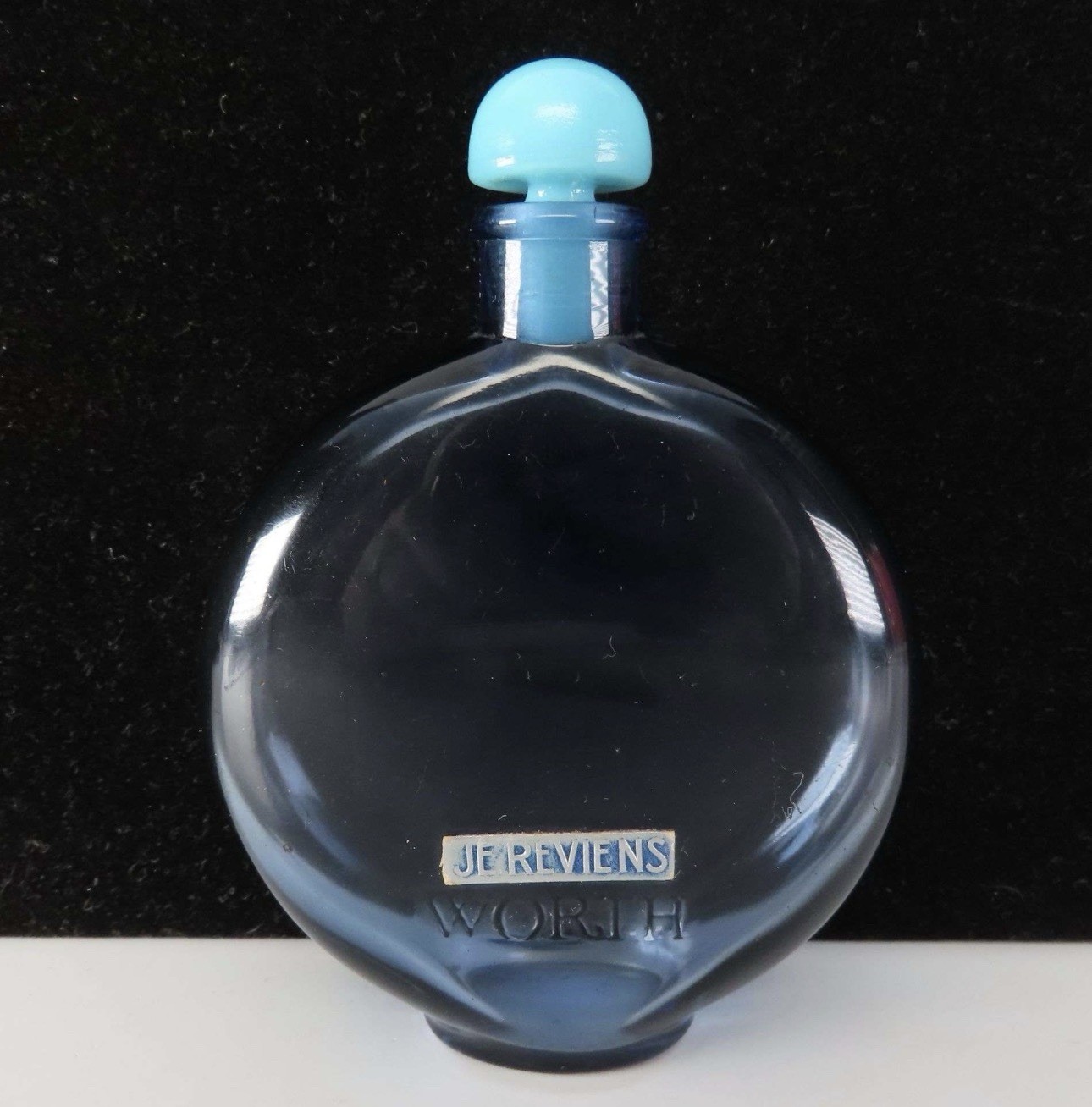 Empty Je Reviens Worth Rene' Lalique Perfume Bottle with Blue Stopper France