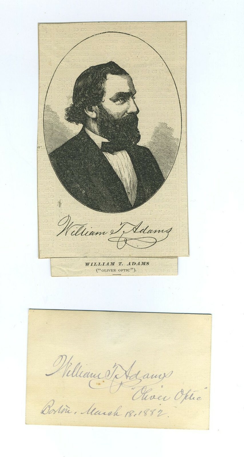 OLIVER OPTIC WILLIAM T. ADAMS Signed autograph scarce Uncle Ben Robinson Crusoe