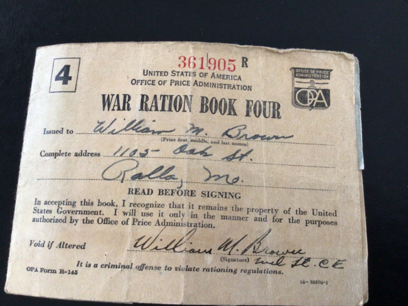 WW2 1940s Vintage War Ration Book 4 With Many Partial Stamps - Nice