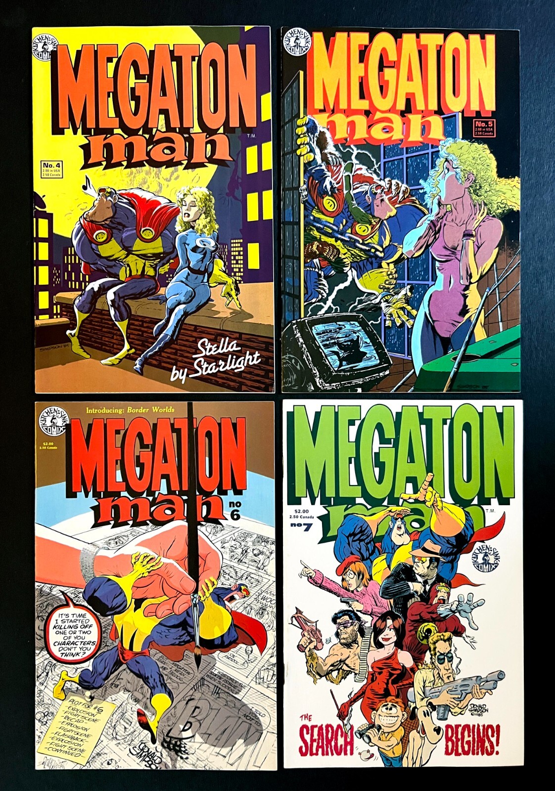 MEGATON MAN #4, 5, 6, 7 Hi-Grade Lot By DON SIMPSON Kitchen Sink Comics 1985