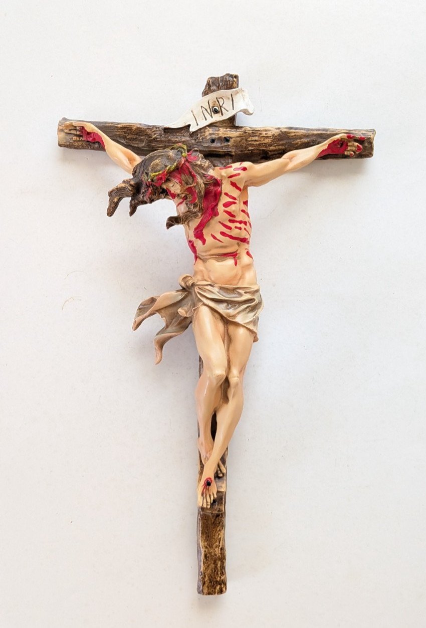 Large realistic Jesus Crucifix H 18 Inch Cross Hand-Painted Resin Corpus