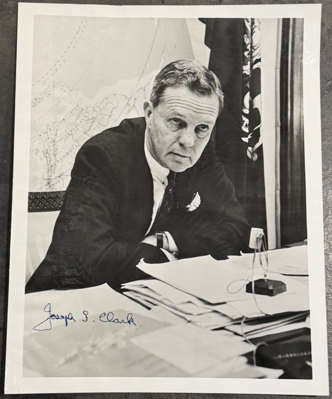 JOSEPH S CLARK JR Signed Vintage Photo Pennsylvania Senator Mayor Philly PA