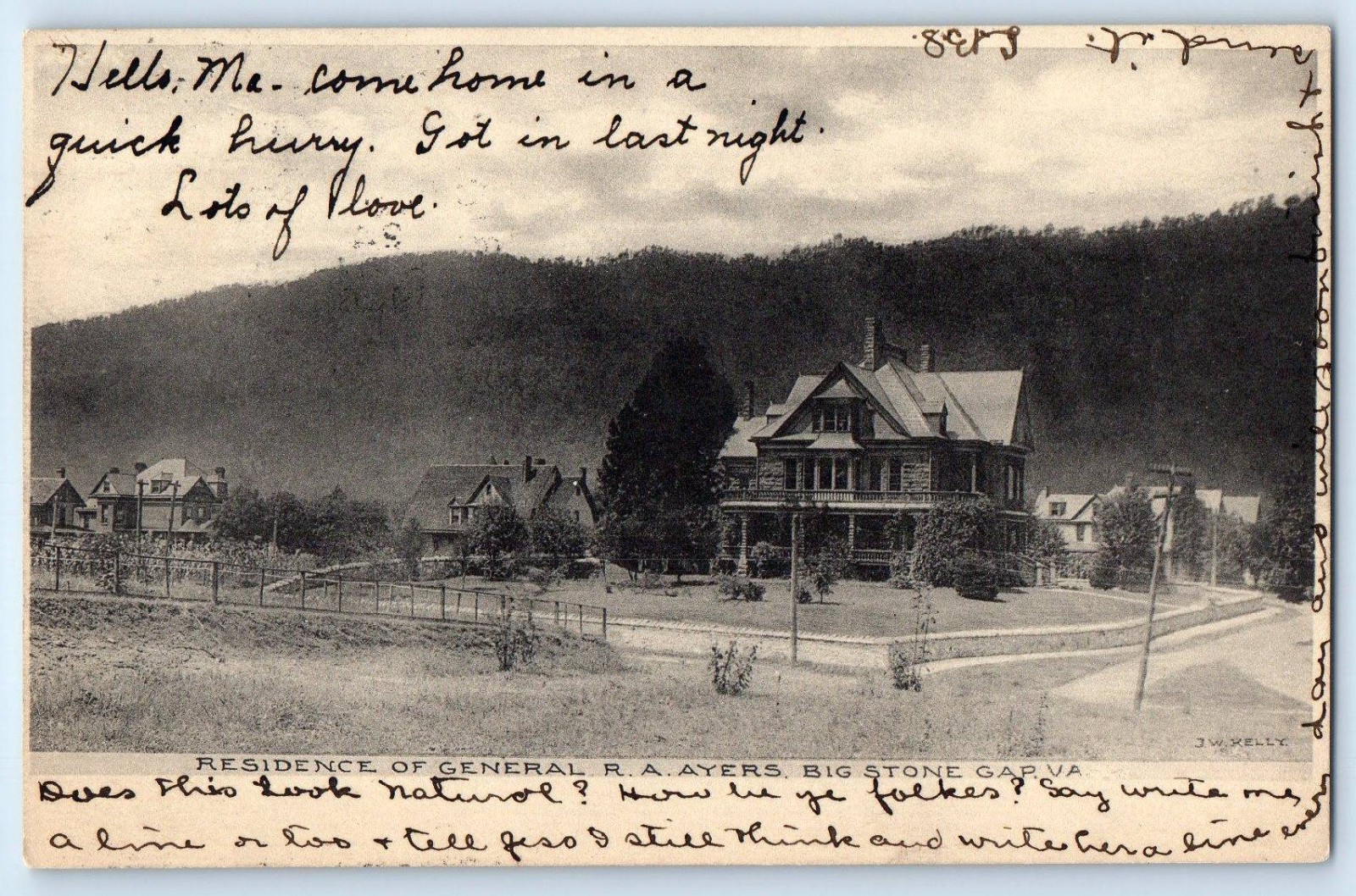 1906 Residence Of General R A Ayers Big Stone Gap Virginia VA Albertype Postcard 1906 Residence Of General R A Ayers Big Stone Gap Virginia VA Albertype Postcard