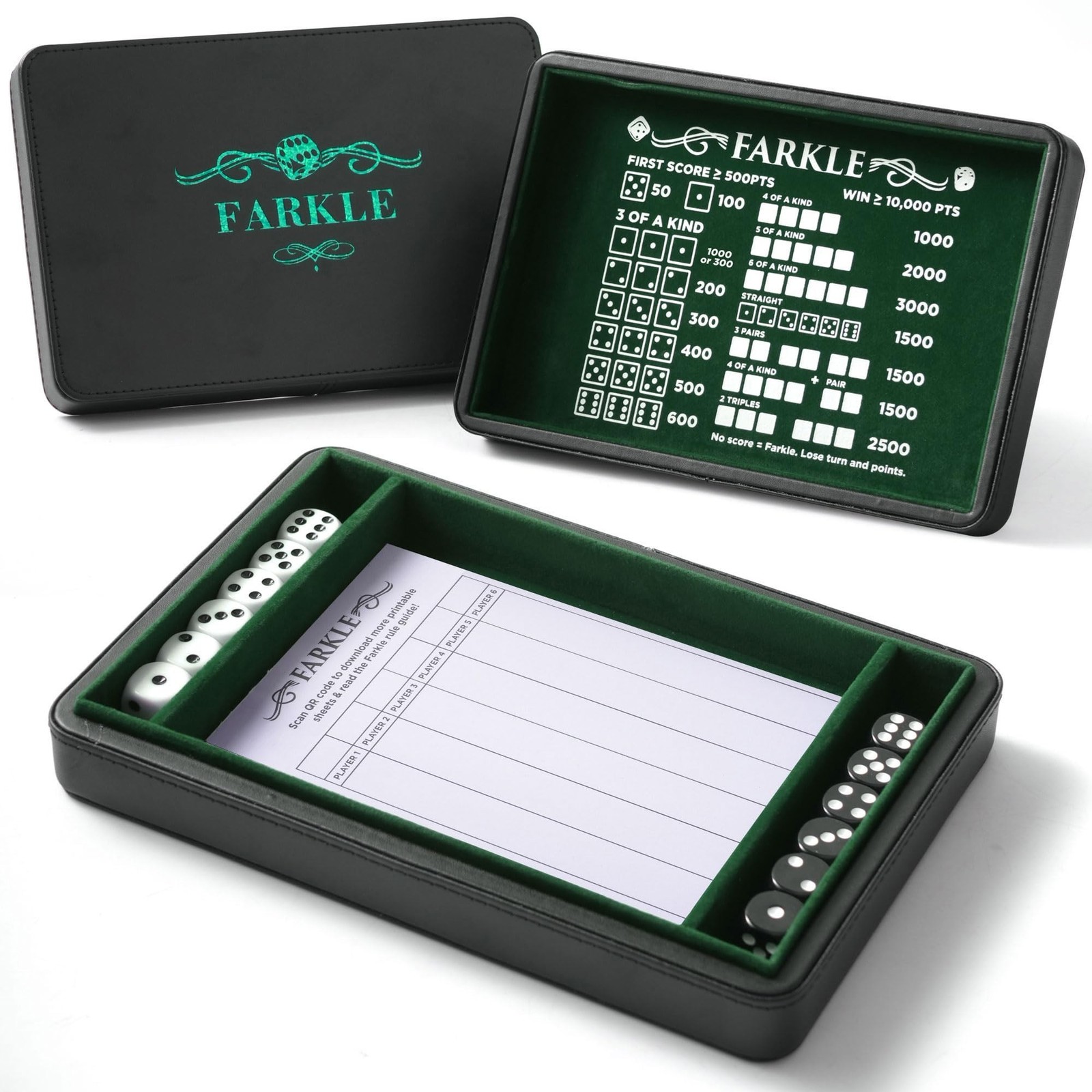 Soar Forge Deluxe Farkle Dice Tray and Storage - Elegant Faux Leather Travel ...