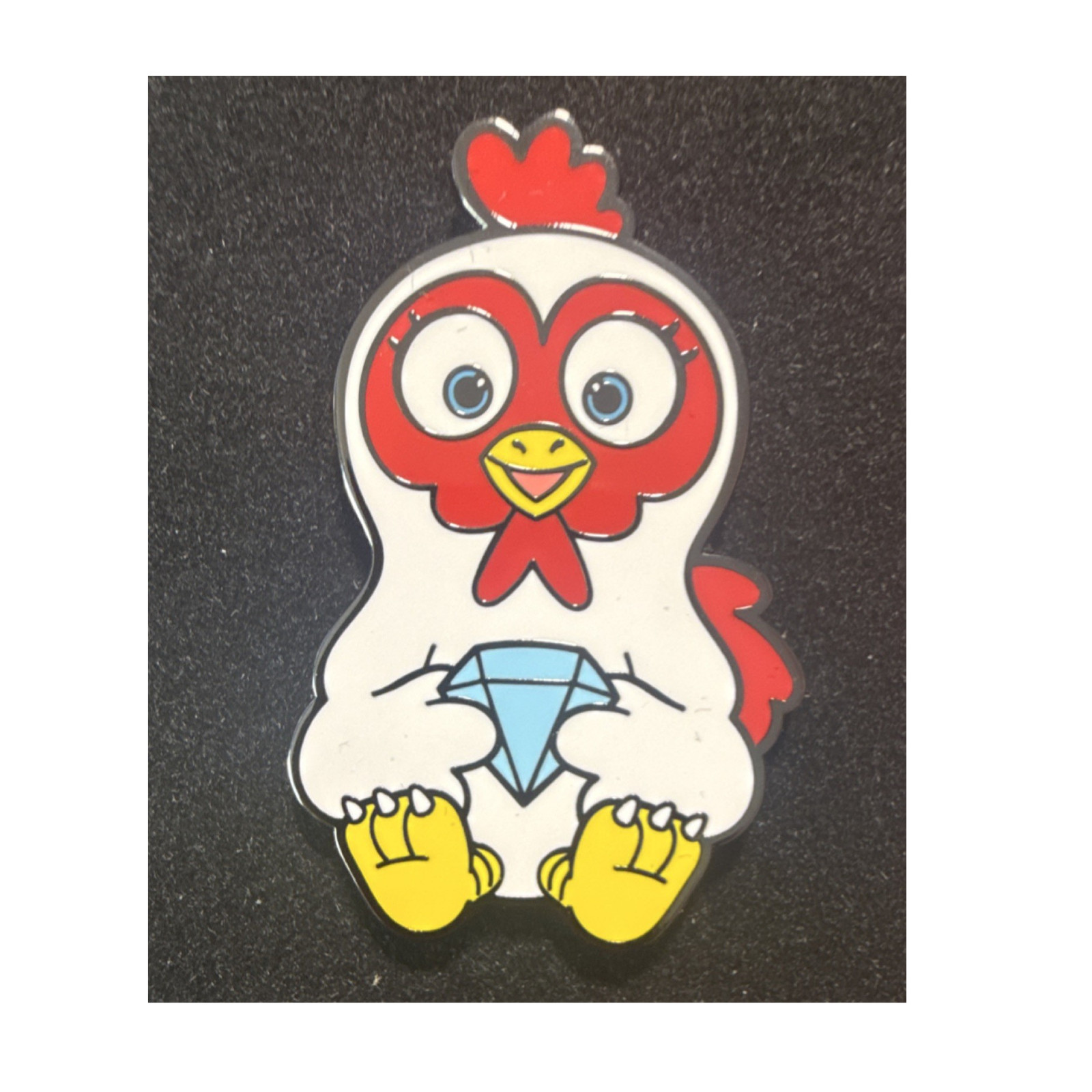 VegTrends Chicken Holding Diamond Enamelled Metal Pin, Multicolor