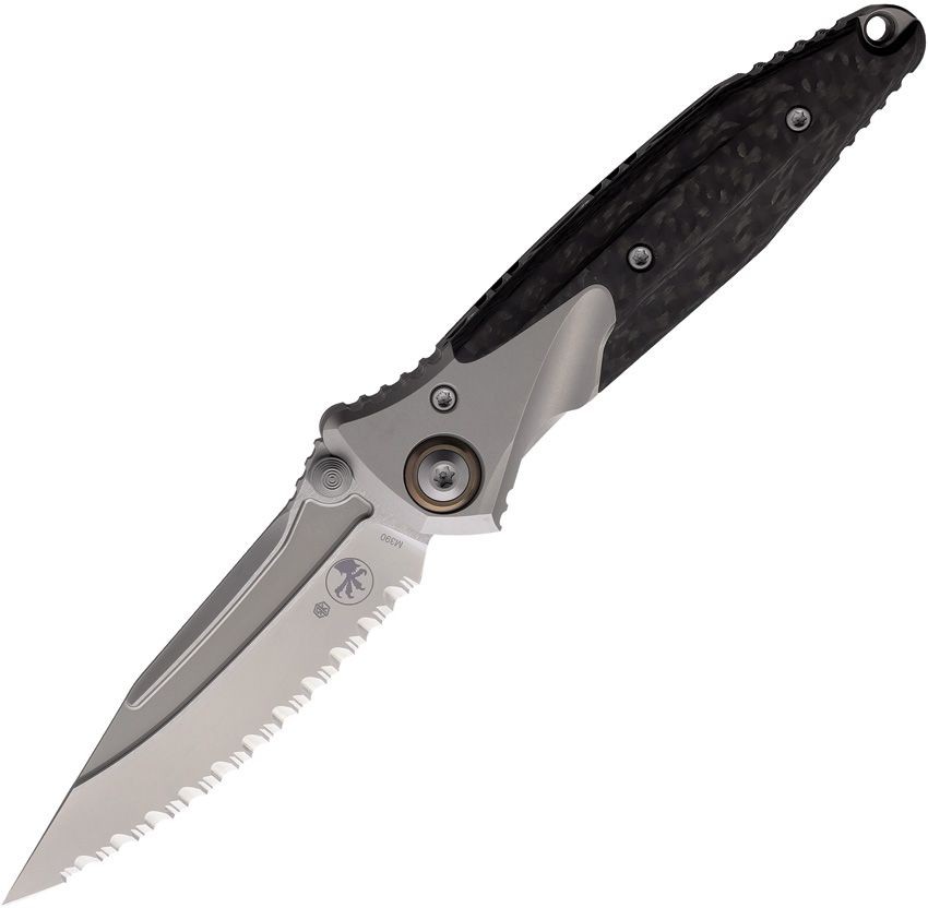 Microtech Socom Bravo Mini 260M-9 Titanium CF Serrated M390 Folding Pocket Knife