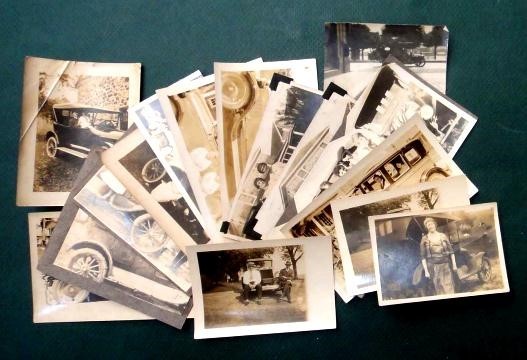 1929 LOT antique 16pc AUTOMOBILE PHOTOGRAPHS pages gram jesse hb george peg