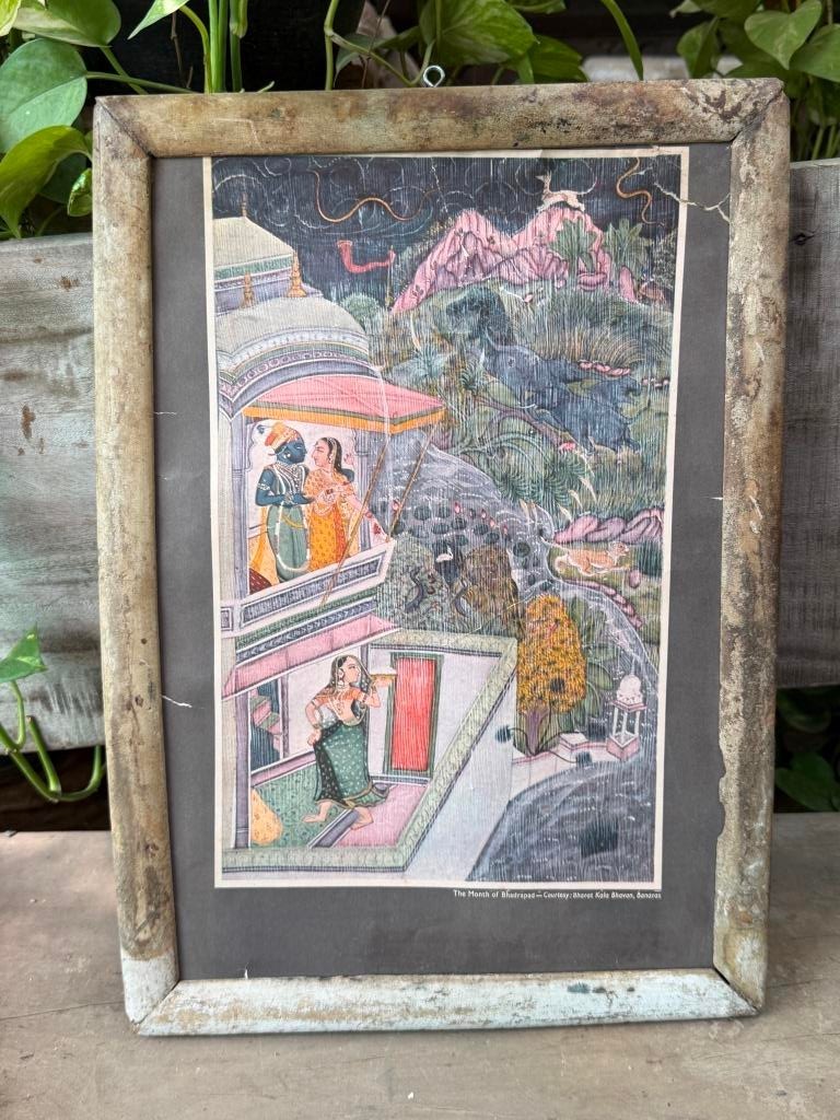 Antique Old Mughal Miniature Painting Print Framed