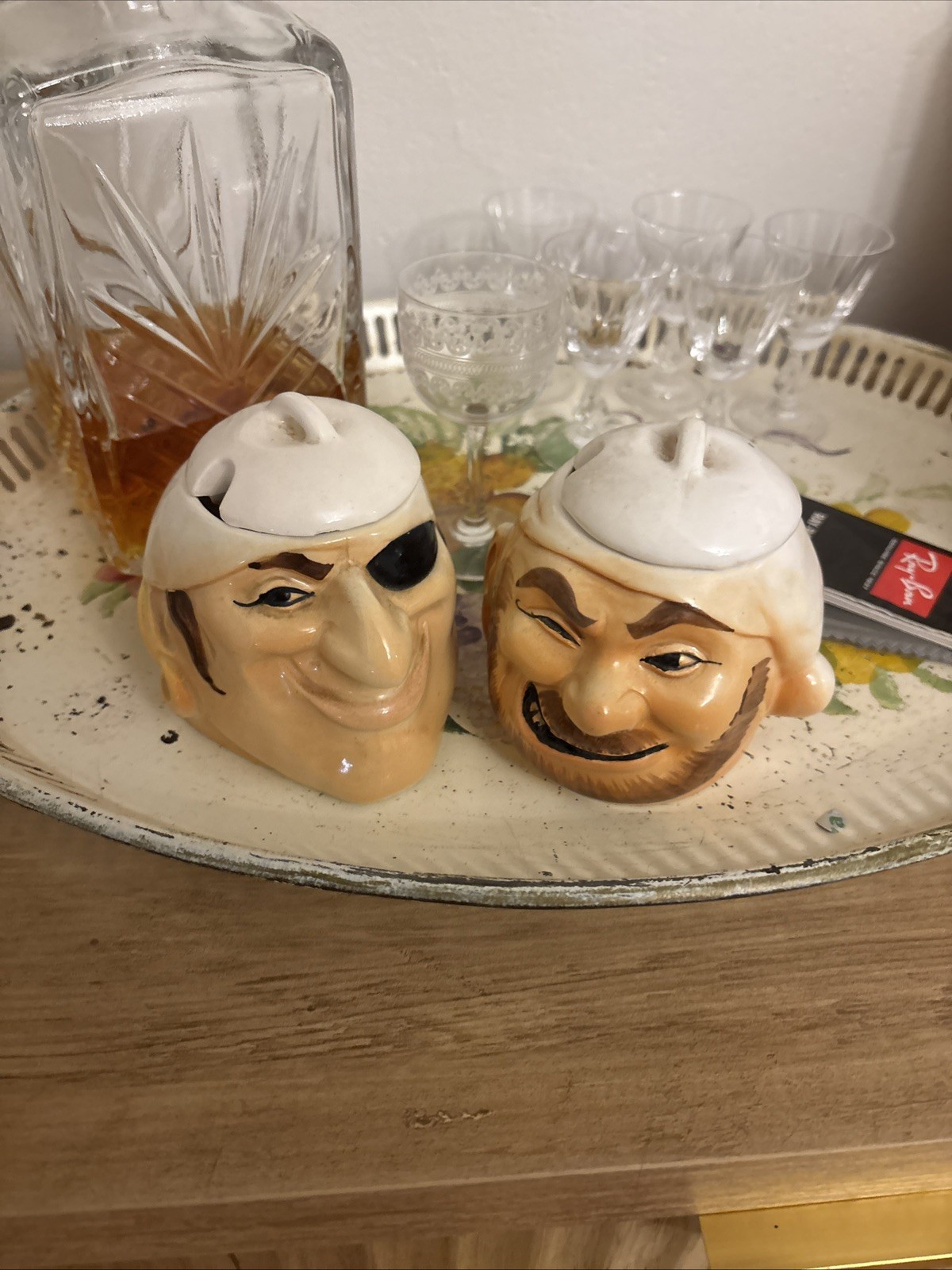 1960s Disneyland Pirates of the Caribbean Souvenir Condiment Jars Sugars