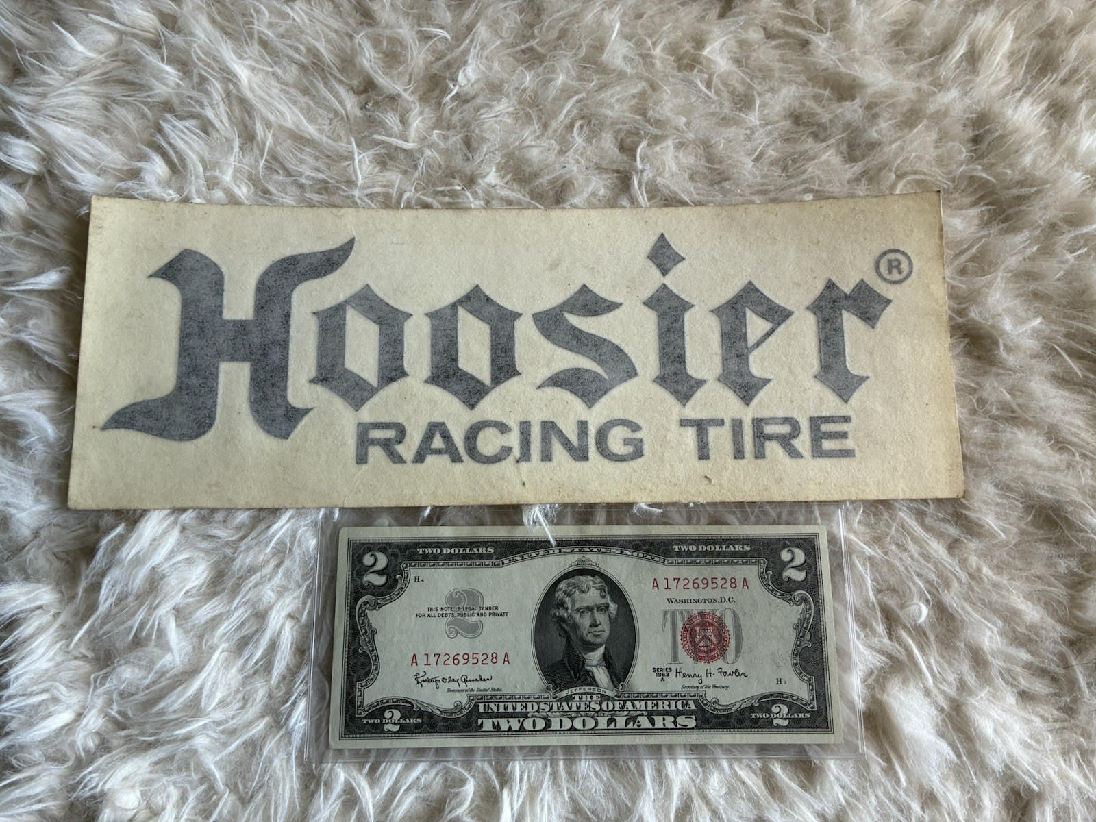Vintage Large Hoosier Racing Tires Rear Window Decal Sticker 11” X 4”