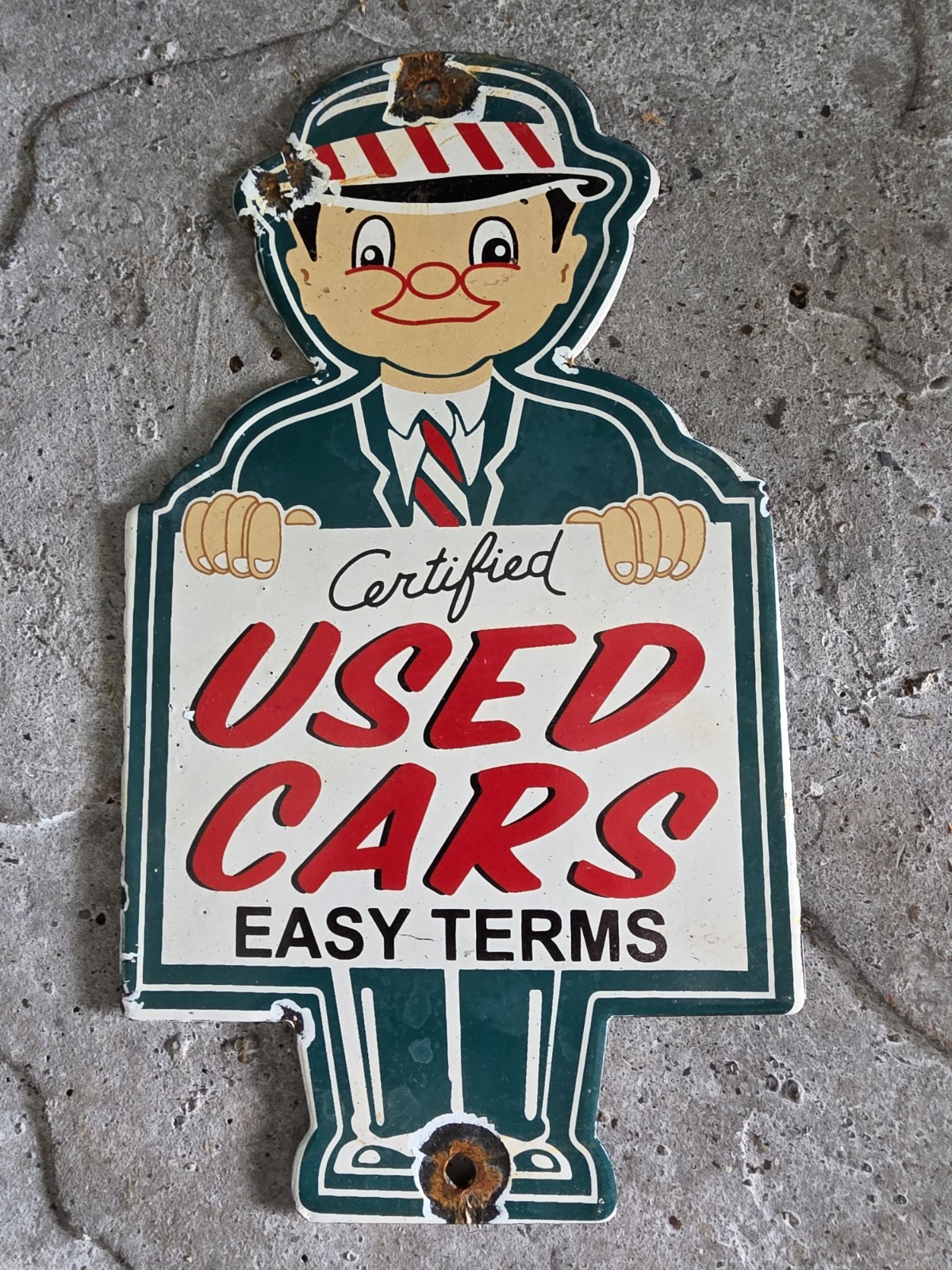 VINTAGE CERTIFIED USED CARS PORCELAIN SIGN GAS  MOTOR OIL AUTO SALES 10