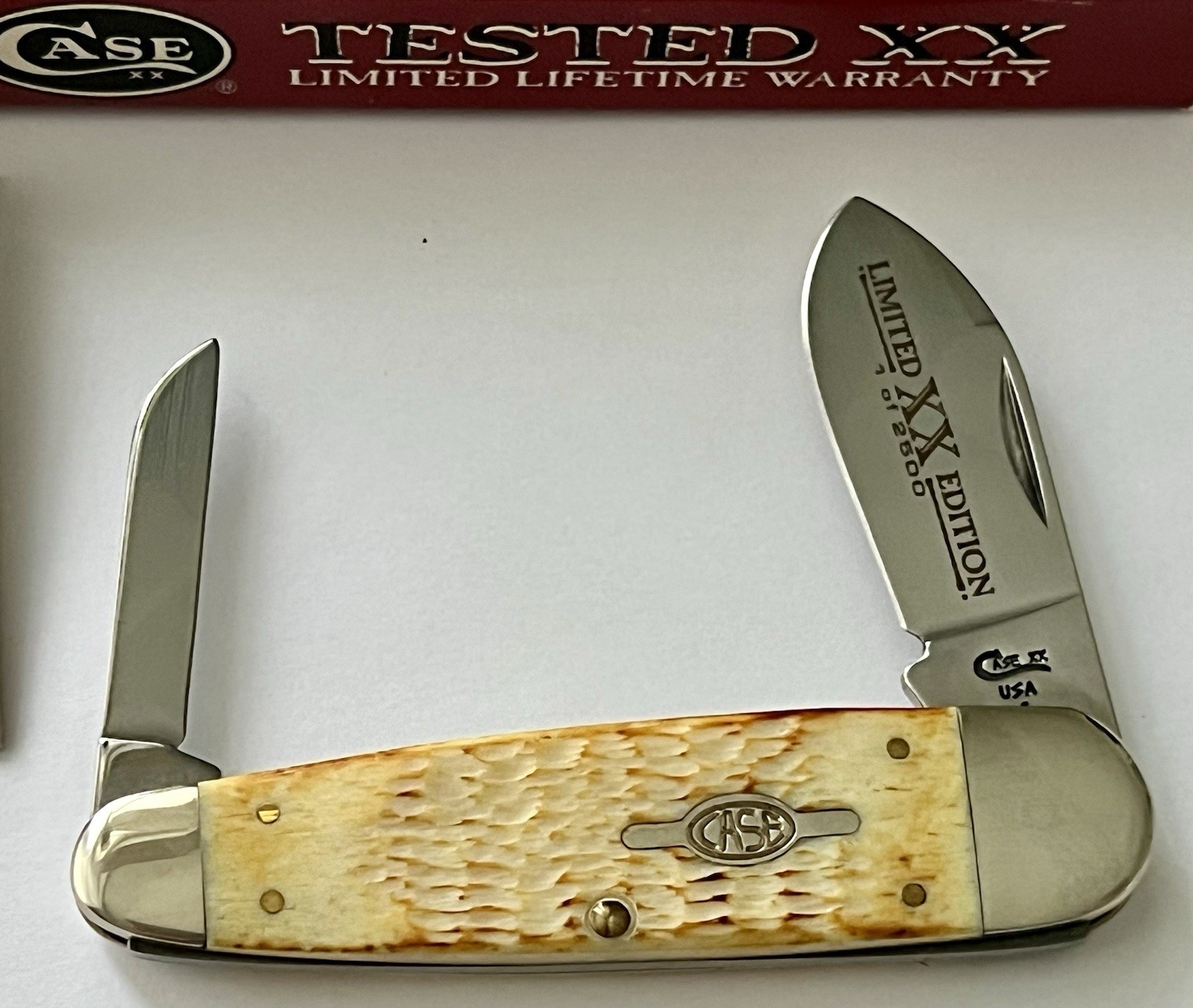 NEW 1999 CASE XX 6270SSM SLEEVEBOARD BURNT WHITE JIGGED BONE KNIFE 1 Of 2500