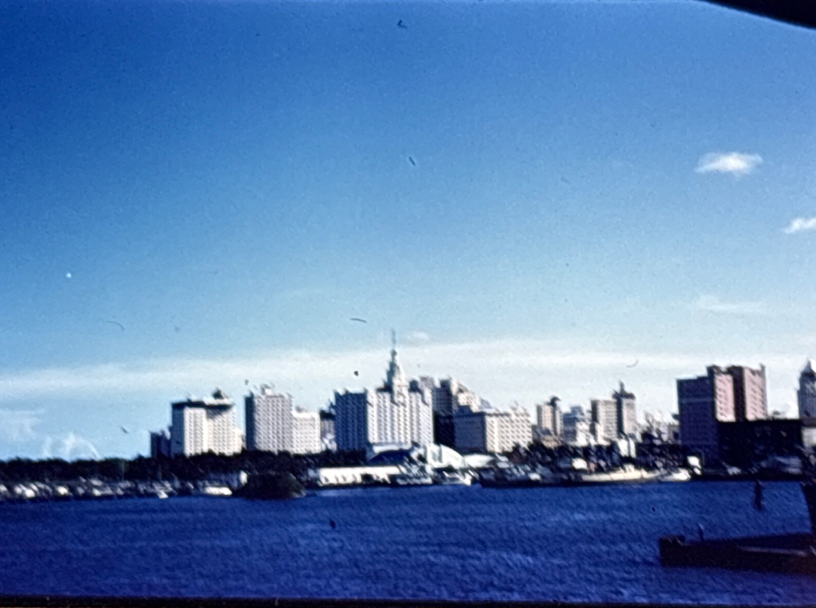 Orig 1957 Kodachrome Slide Downtown Miami Florida Waterfront Skyline B89