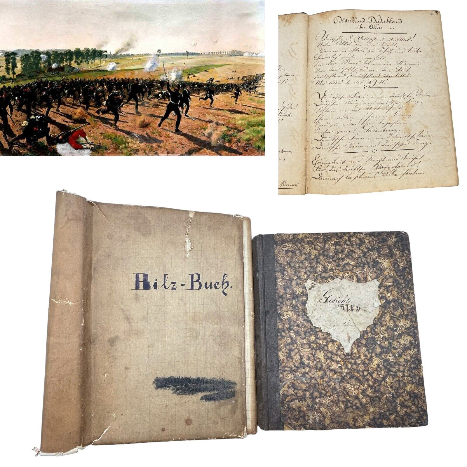 Antique Franco-Prussian War Artifact German Notebook Handwritten By Soldier 1870