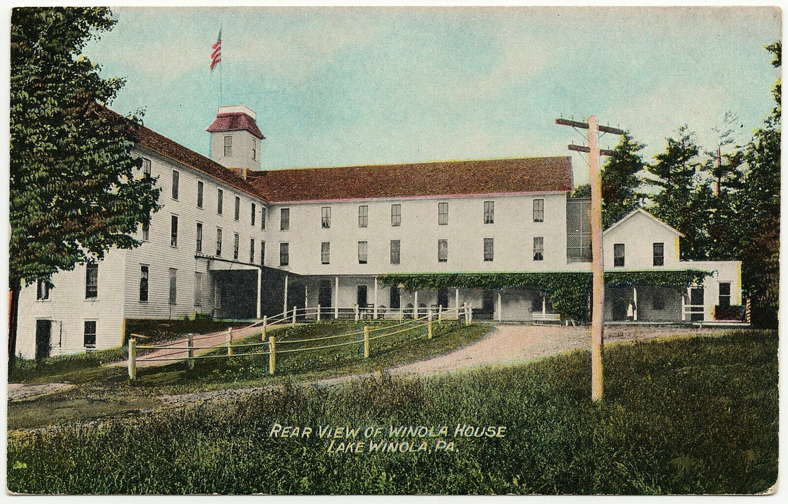 1907-15 Lake Winola PA Postcard Rear View of Winola House Overfield Wyoming DB