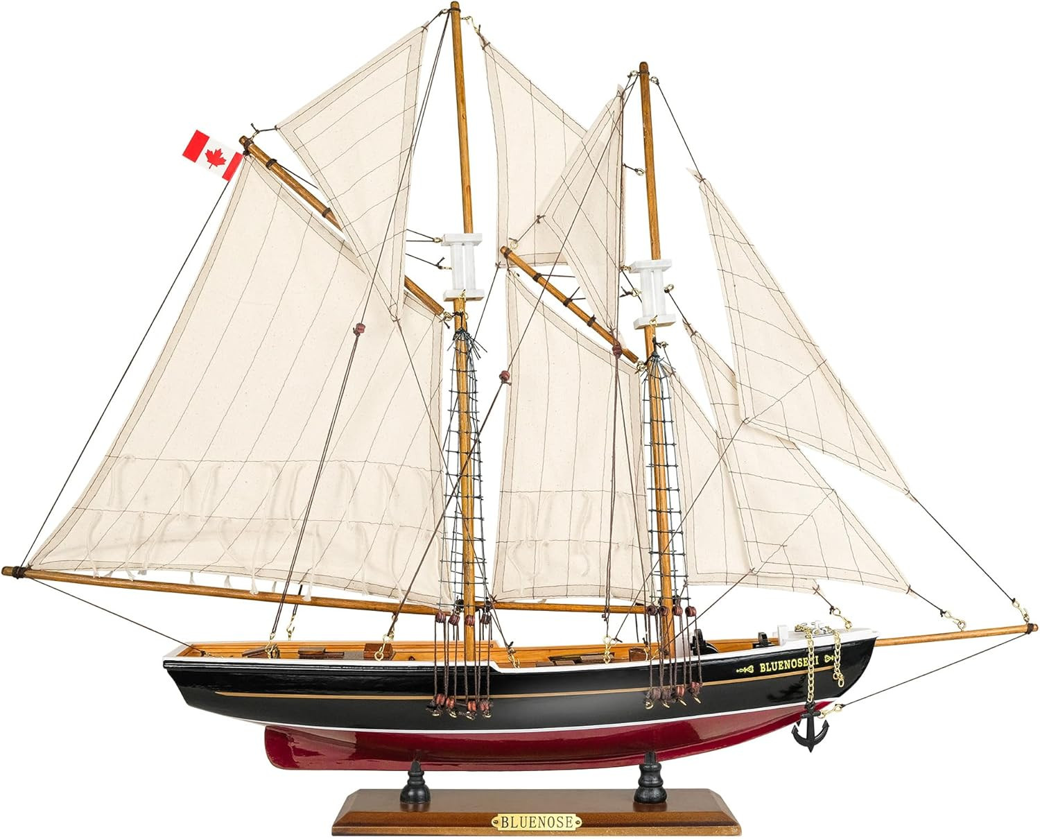 SAILINGSTORY Wooden Sailboat Model Ship Bluenose 1/80 Scale Replica Medium
